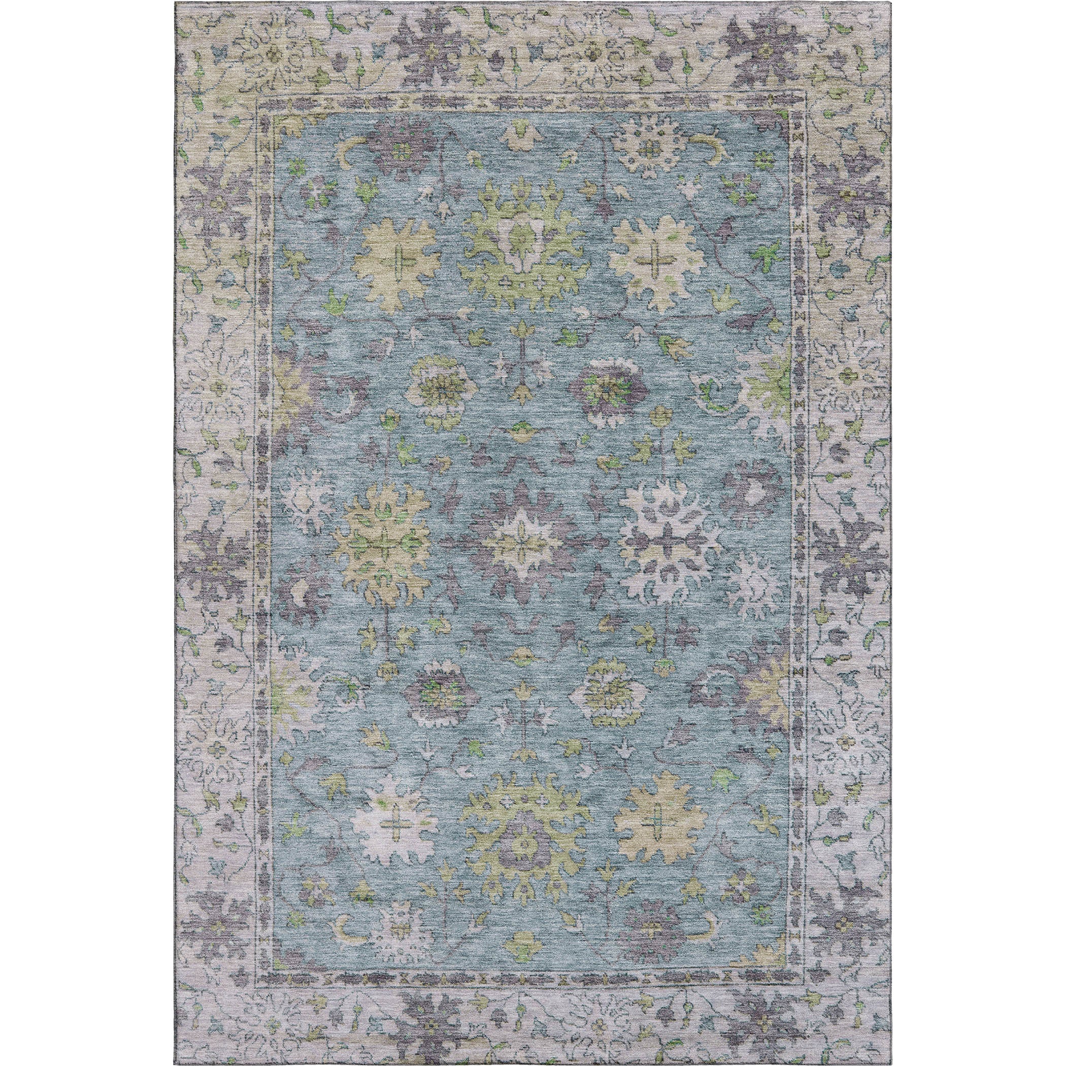 Prague Machine Washable Traditional Seafoam Blue Rug 2'6" x 3'10" #shape_Rectangle