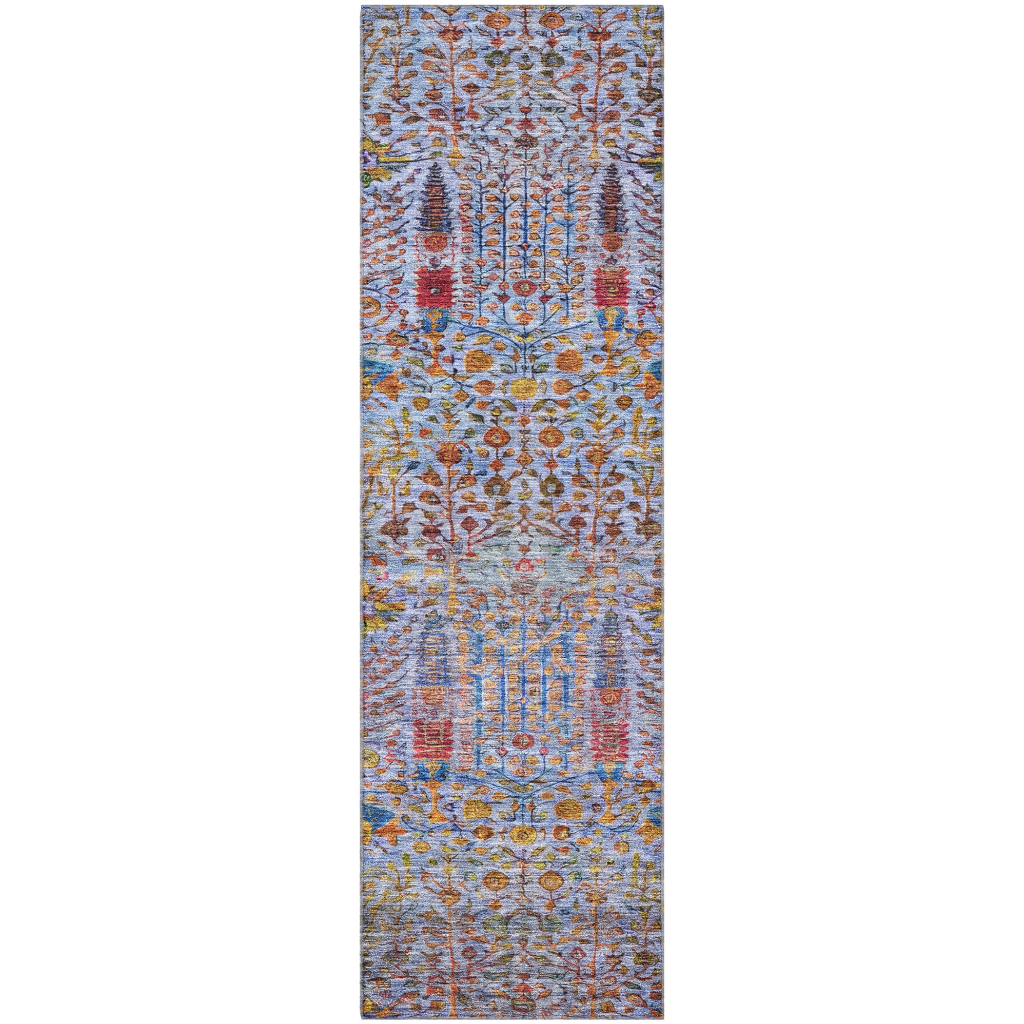 Antigua Machine Washable Transitional Blue Rug 2'3" x 7'6" #shape_Runner
