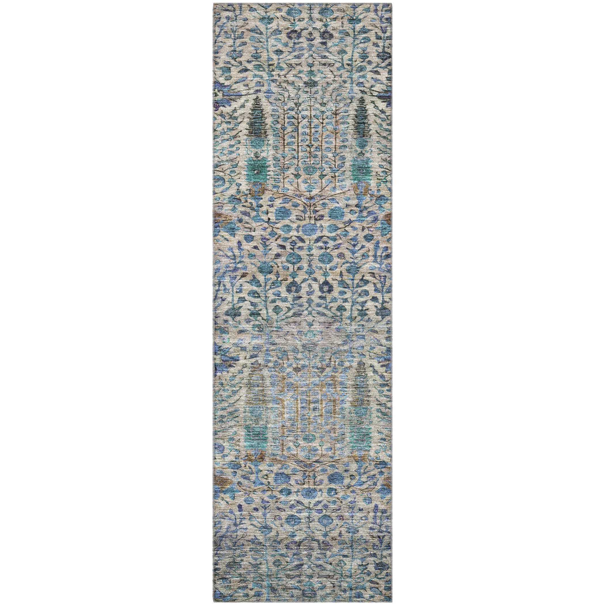 Antigua Machine Washable Transitional Brown Rug 2'3" x 7'6" #shape_Runner
