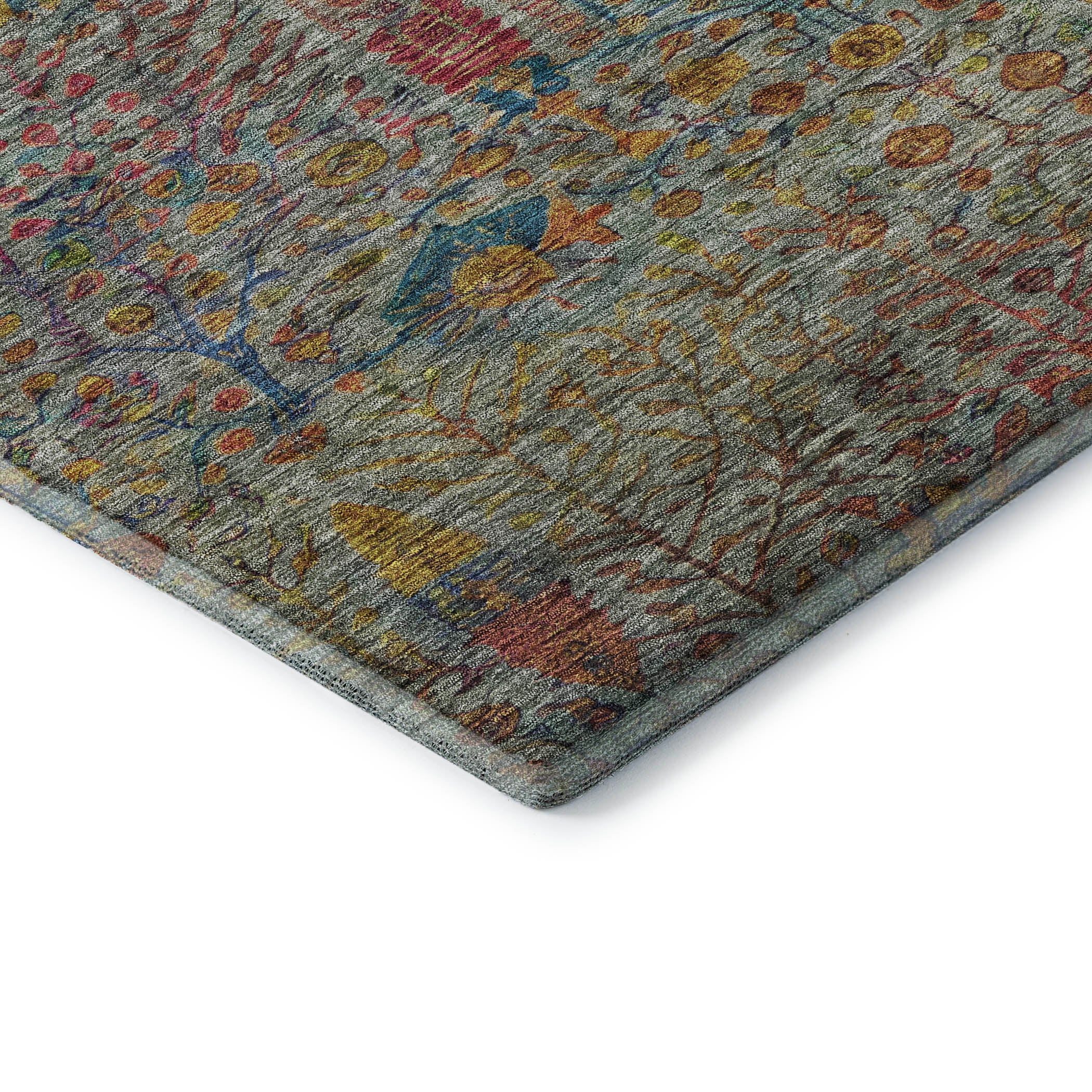 Antigua Machine Washable Transitional Green Rug 1'8" x 2'6" #shape_Rectangle