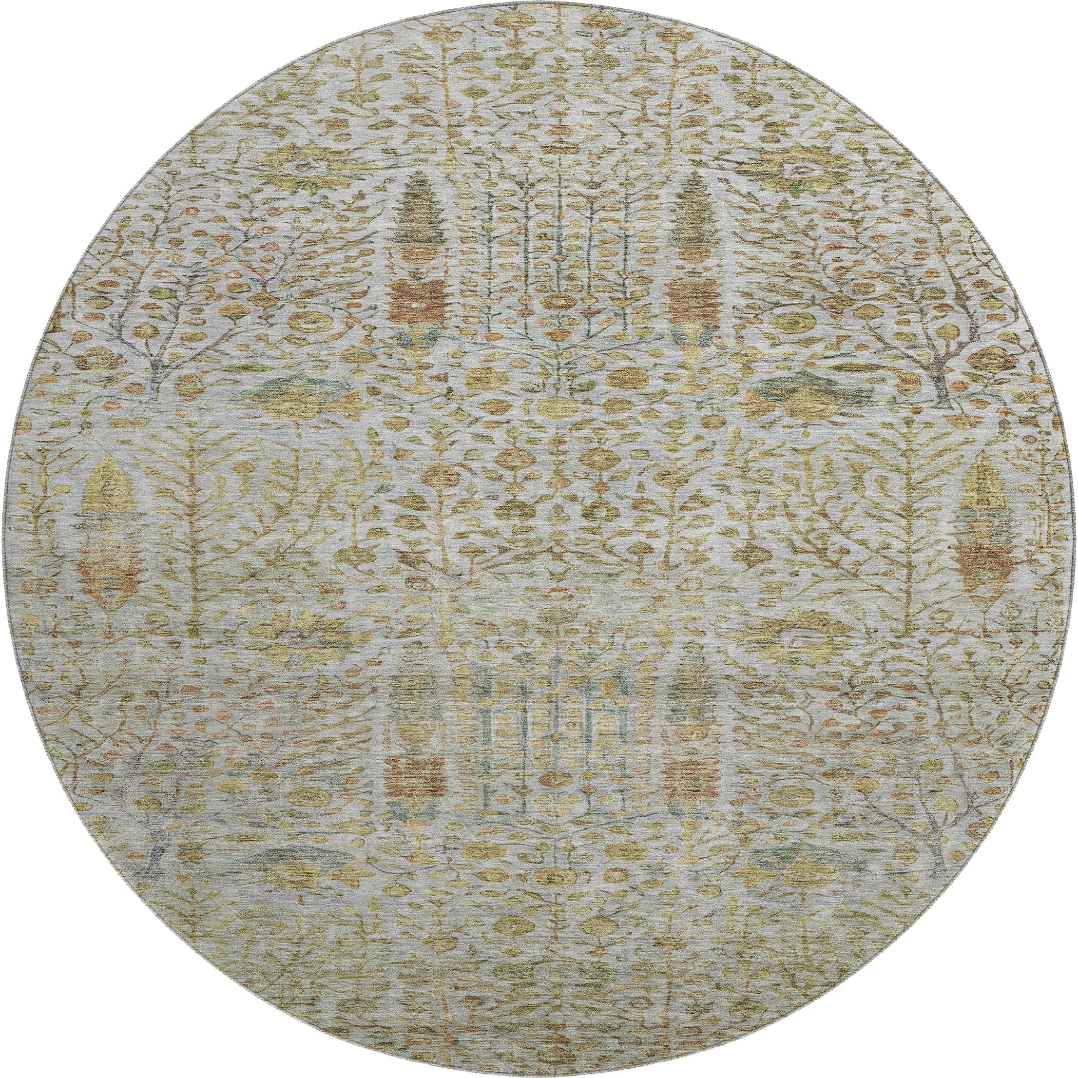 Antigua Machine Washable Transitional Linen Ivory Rug 8' x 8' #shape_Round