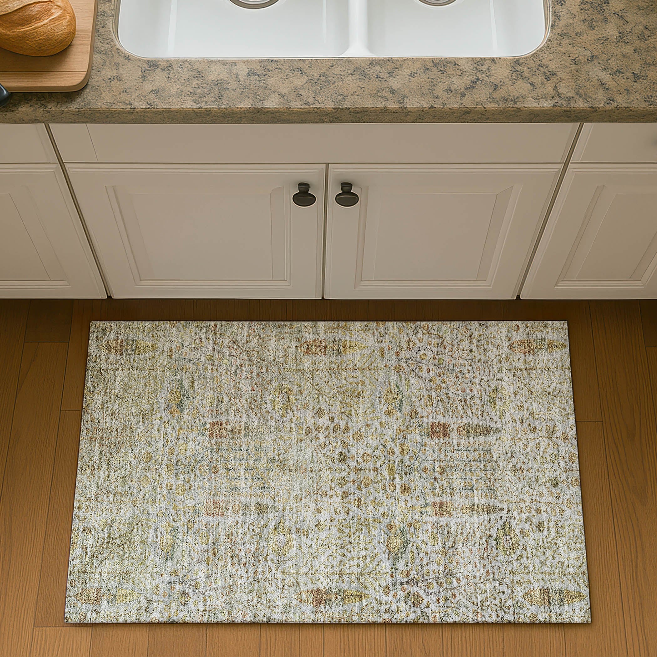 Antigua Machine Washable Transitional Linen Ivory Rug 1'8" x 2'6" #shape_Rectangle