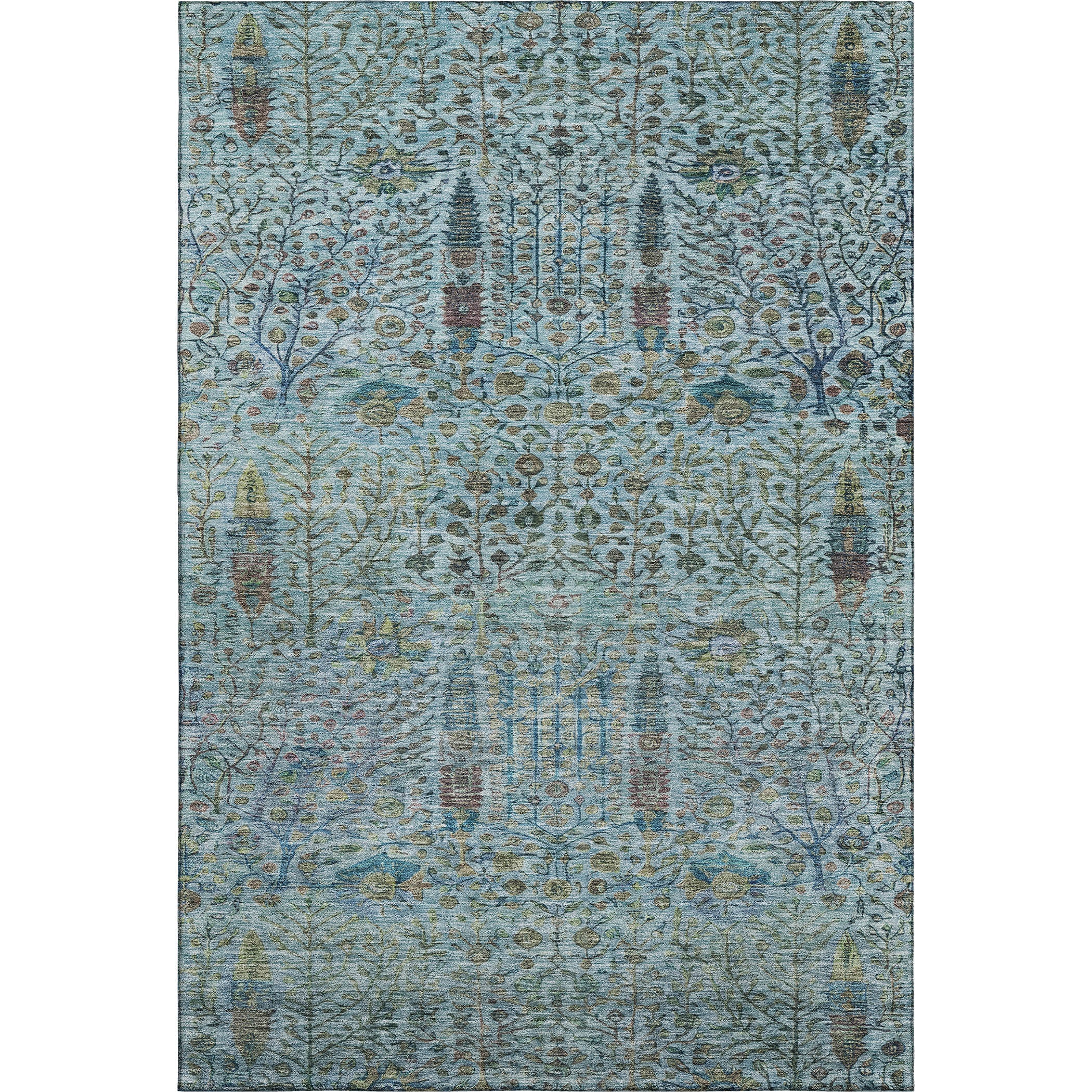 Antigua Machine Washable Transitional Teal Rug 2'6" x 3'10" #shape_Rectangle
