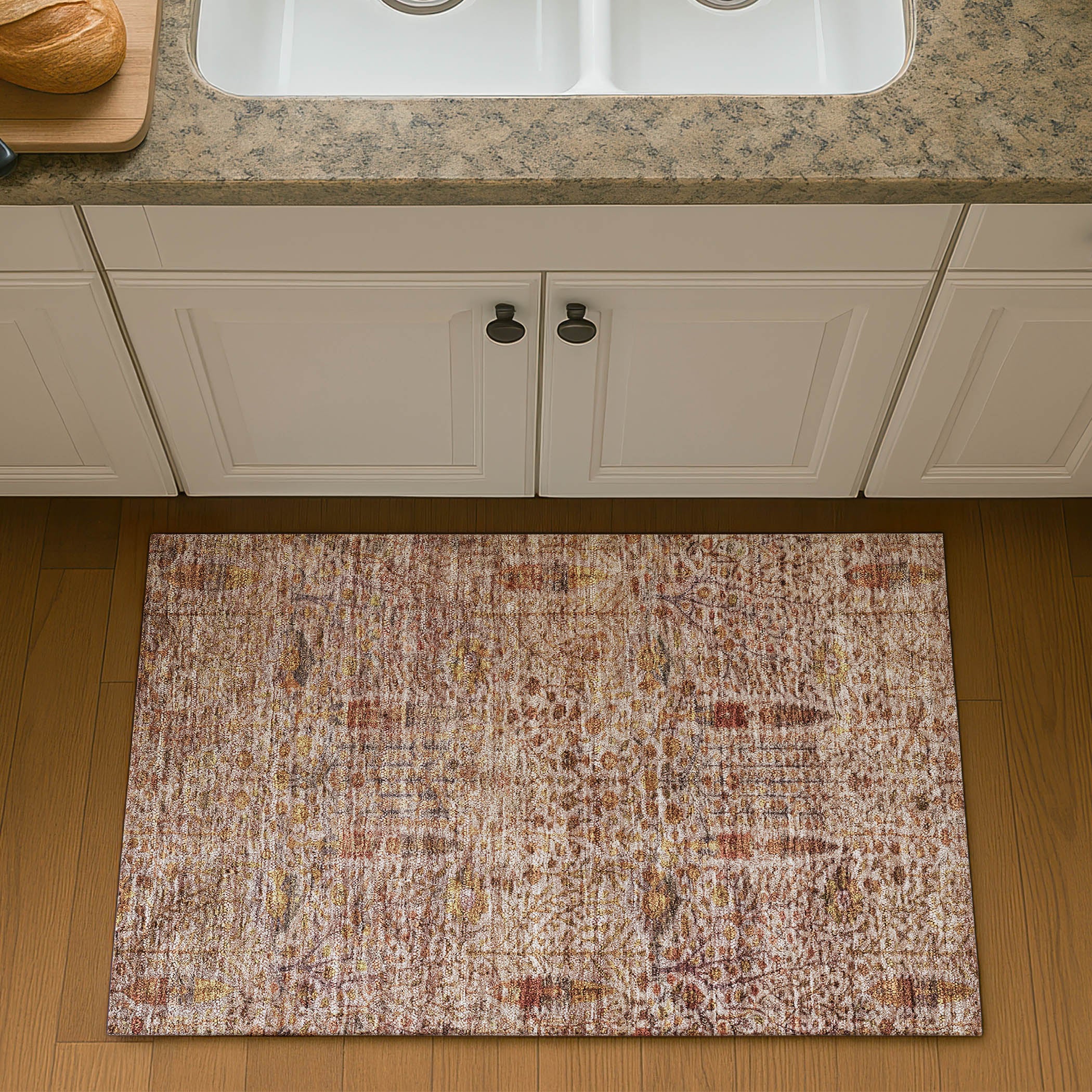 Antigua Machine Washable Transitional Terracotta Orange Rug 1'8" x 2'6" #shape_Rectangle