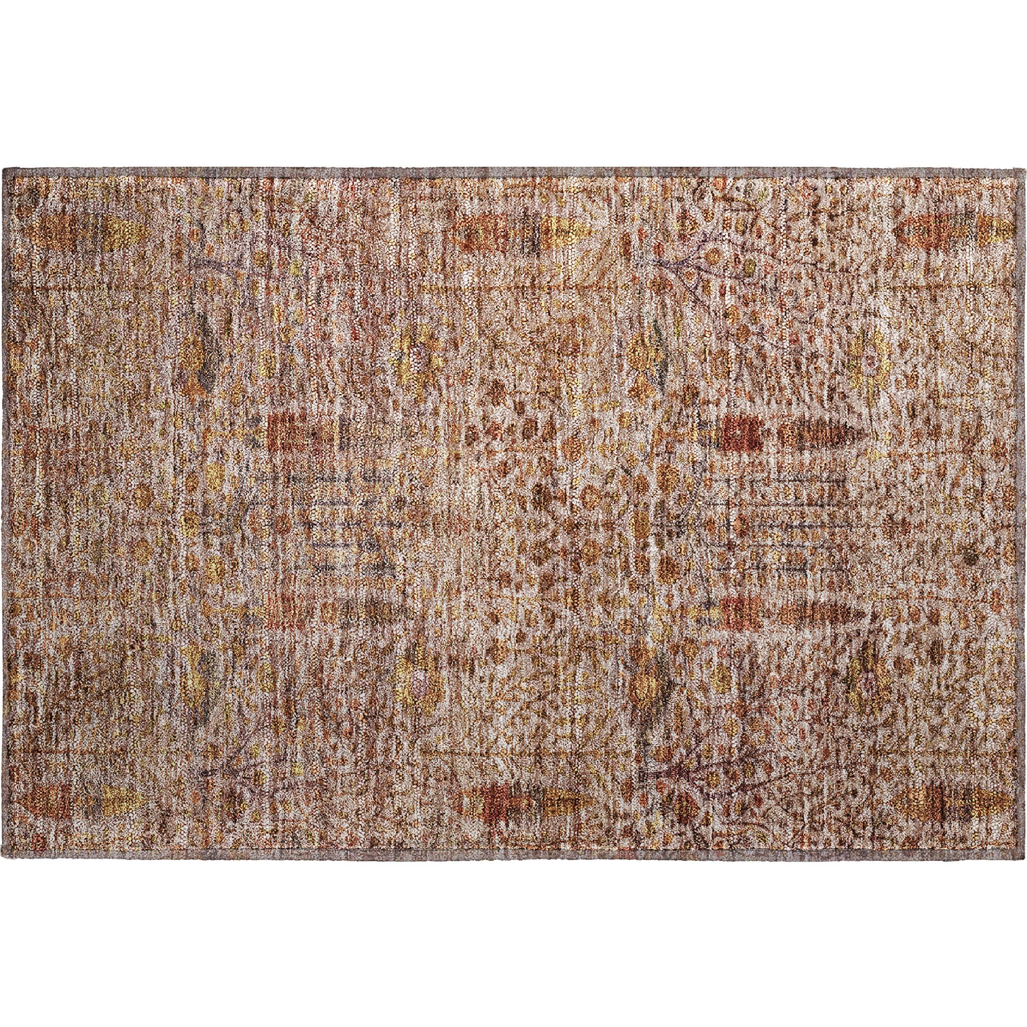 Antigua Machine Washable Transitional Terracotta Orange Rug 1'8" x 2'6" #shape_Rectangle