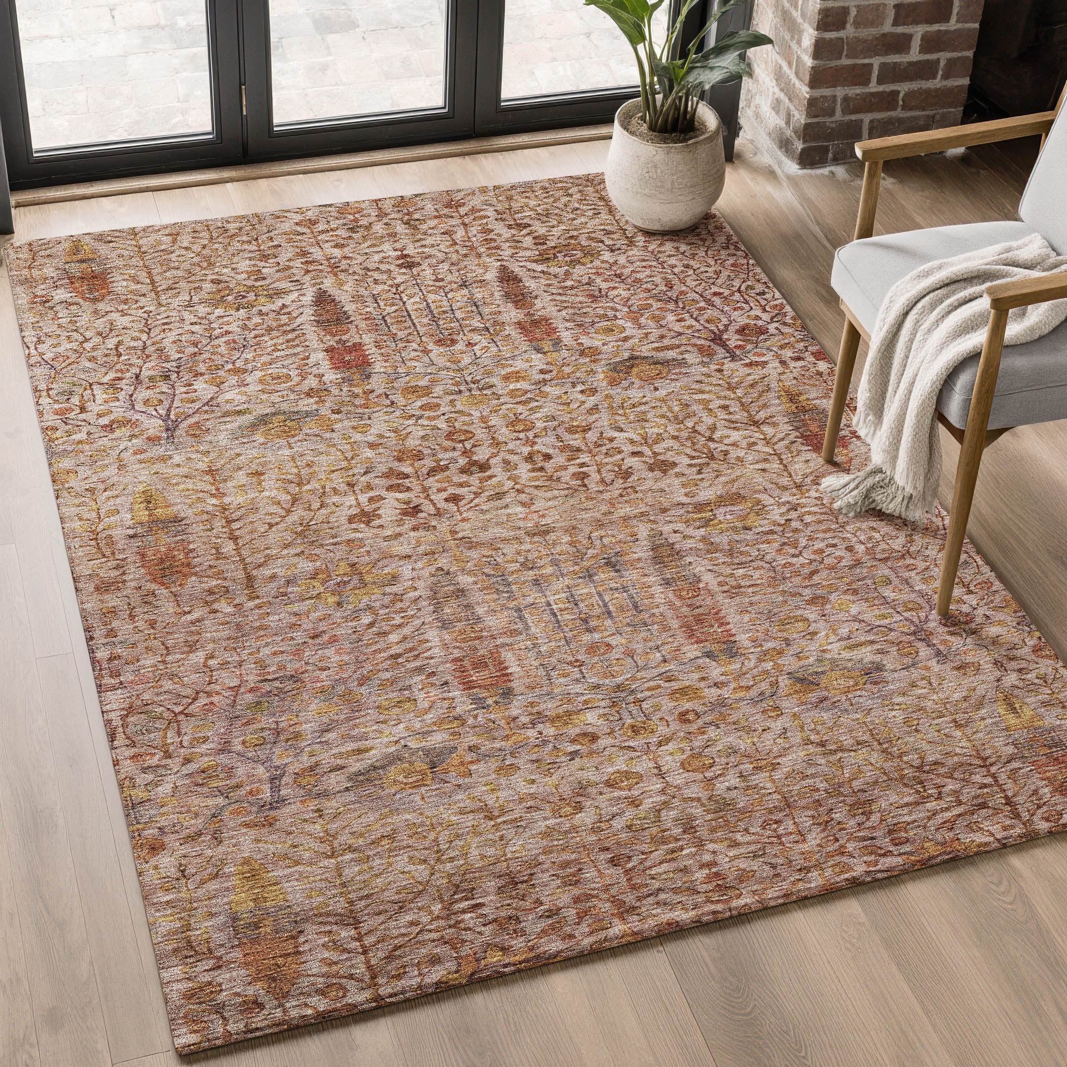 Antigua Machine Washable Transitional Terracotta Orange Rug 2'6" x 3'10" #shape_Rectangle