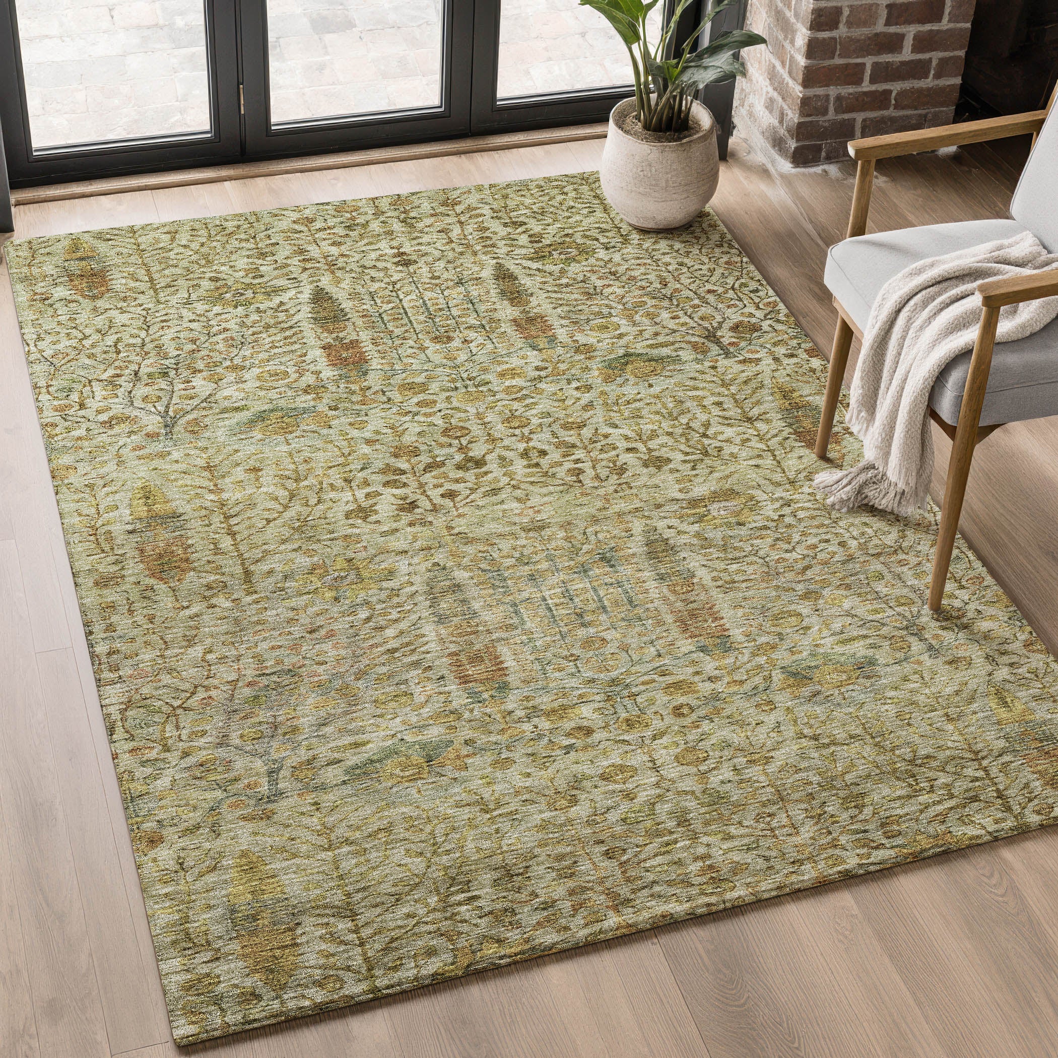 Antigua Machine Washable Transitional Wheat Gold Rug 2'6" x 3'10" #shape_Rectangle