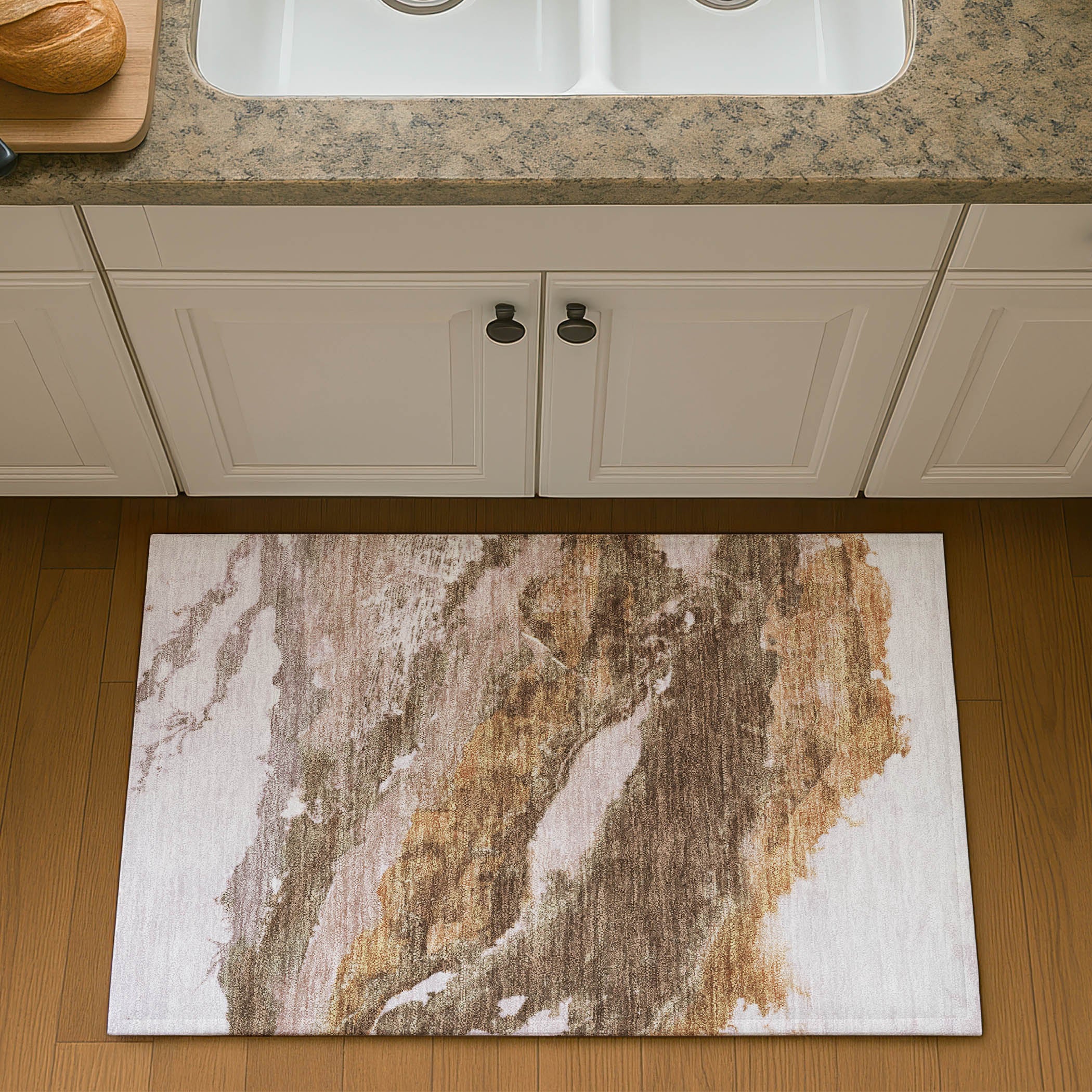 Queenstown Machine Washable Transitional Brown Rug 1'8" x 2'6" #shape_Rectangle