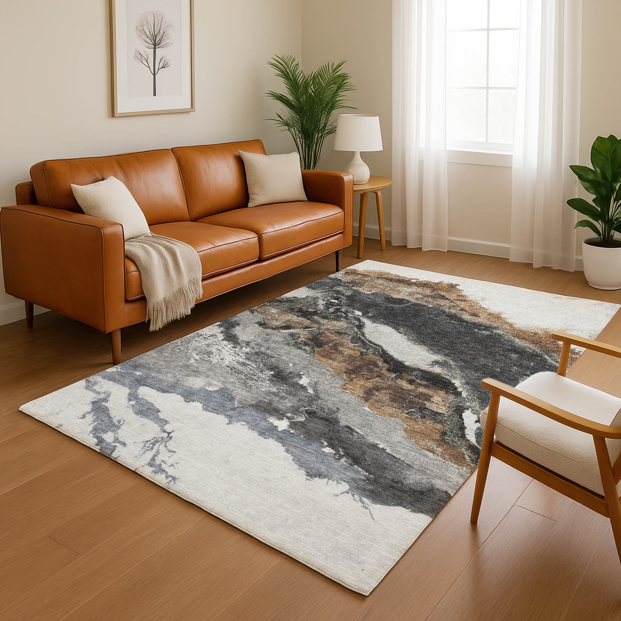 Queenstown Machine Washable Transitional Gray Rug 2'6" x 3'10" #shape_Rectangle