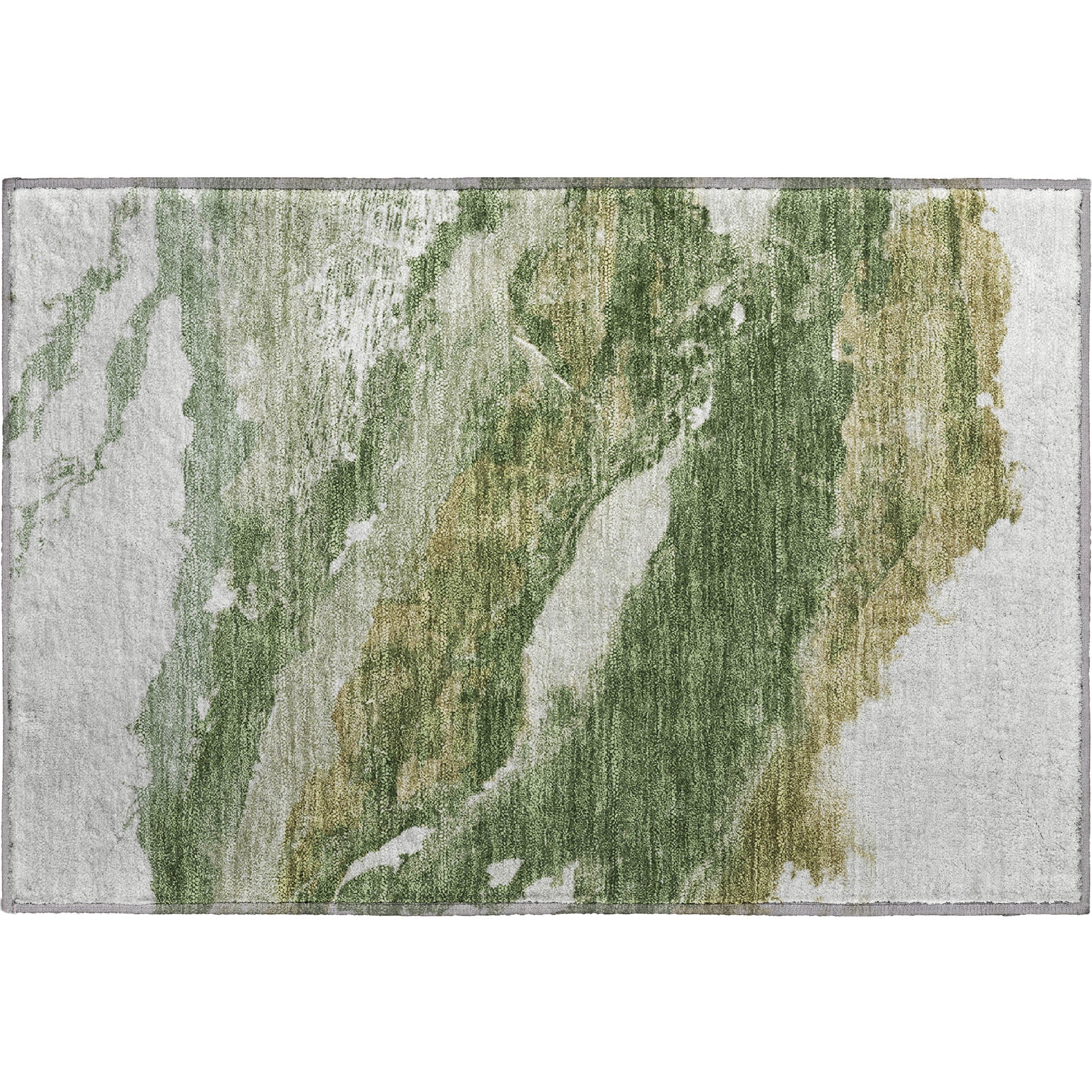 Queenstown Machine Washable Transitional Green Rug 1'8" x 2'6" #shape_Rectangle