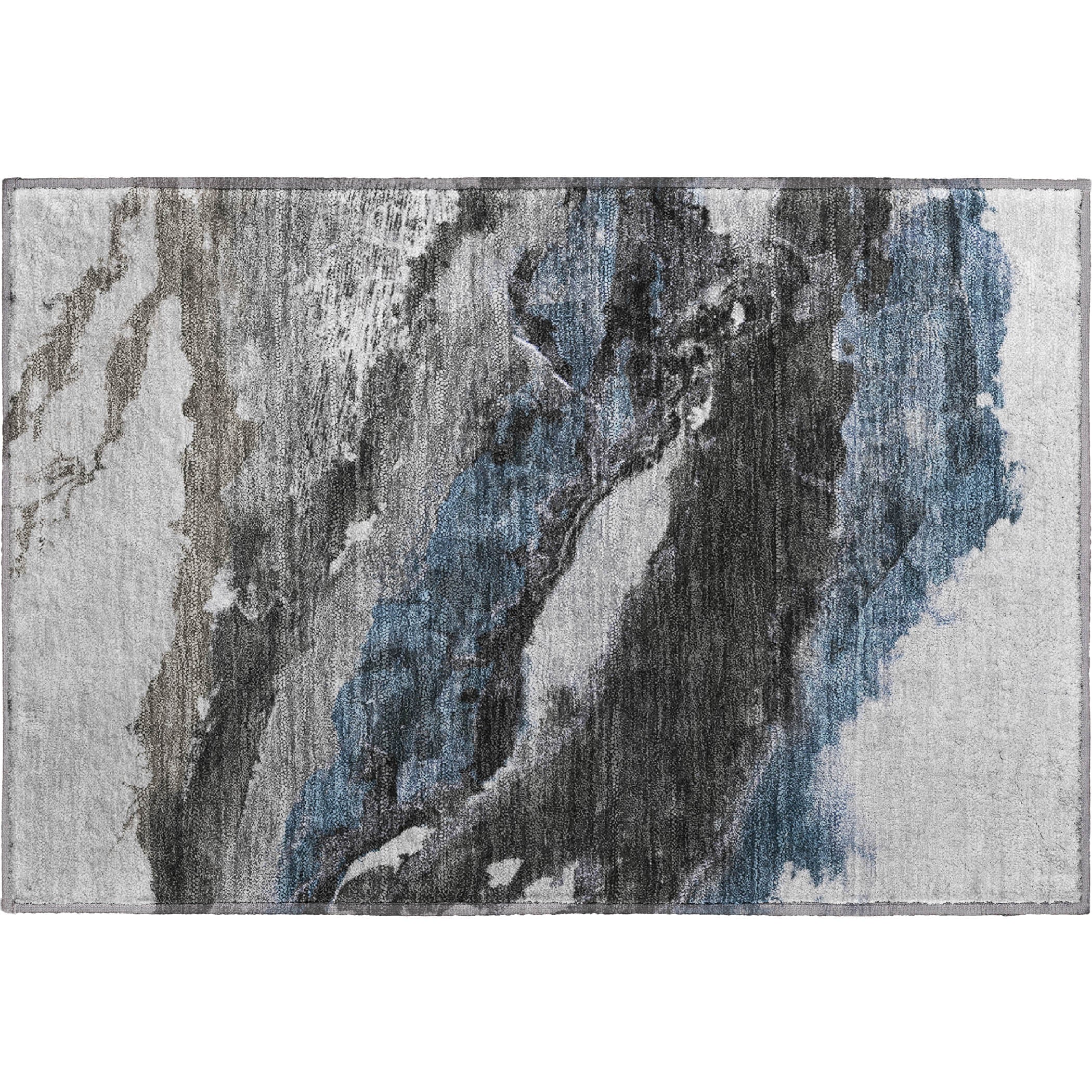 Queenstown Machine Washable Transitional Pewter Gray Rug 1'8" x 2'6" #shape_Rectangle