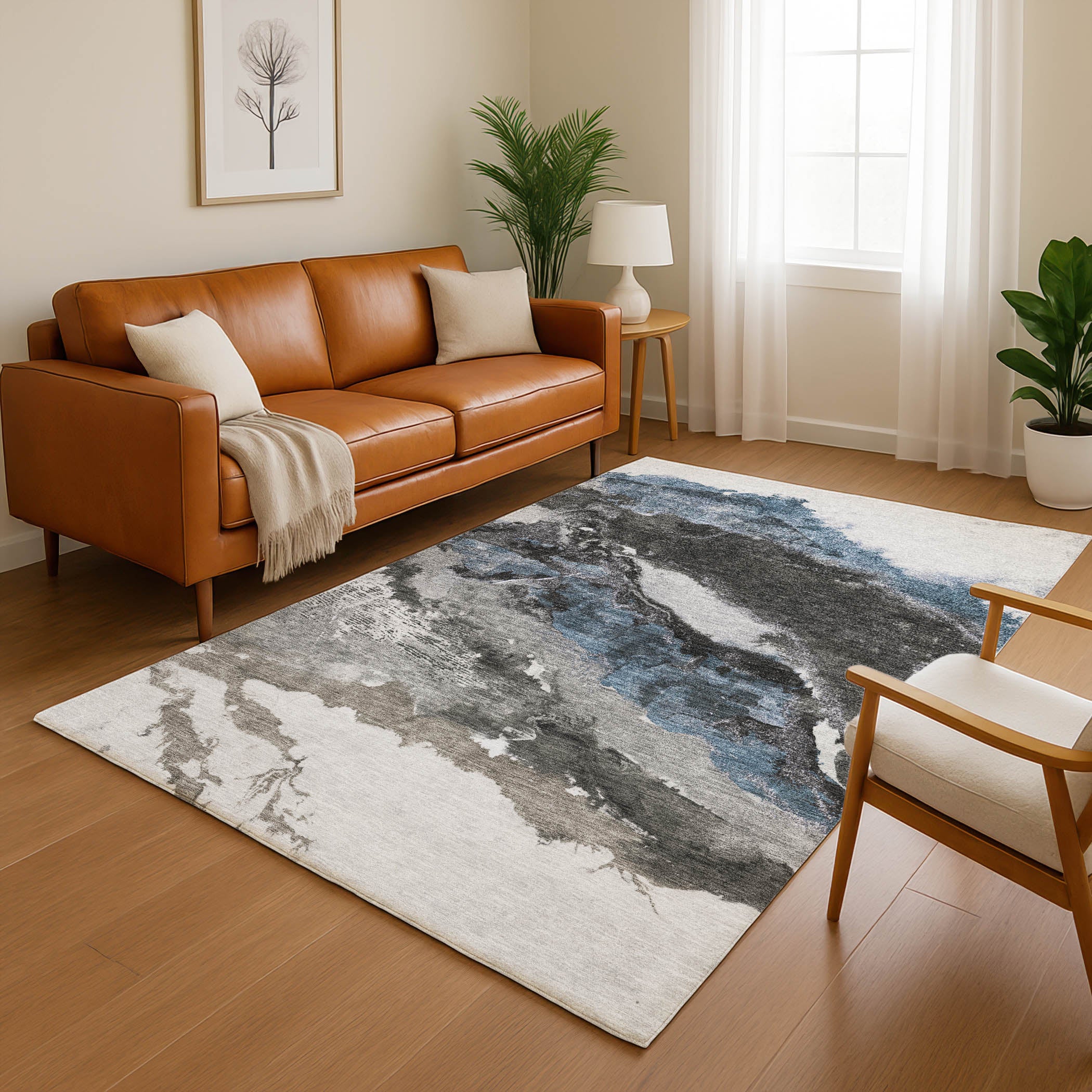 Queenstown Machine Washable Transitional Pewter Gray Rug 2'6" x 3'10" #shape_Rectangle
