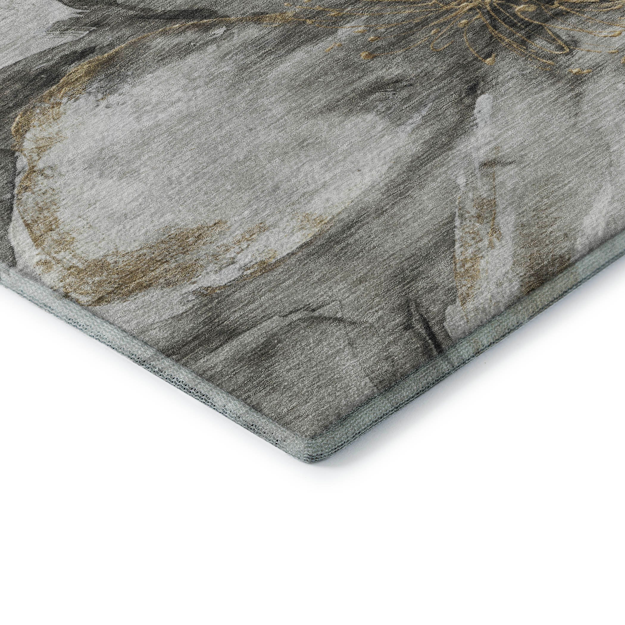 Baku Machine Washable Transitional Silver Gray Rug 1'8" x 2'6" #shape_Rectangle