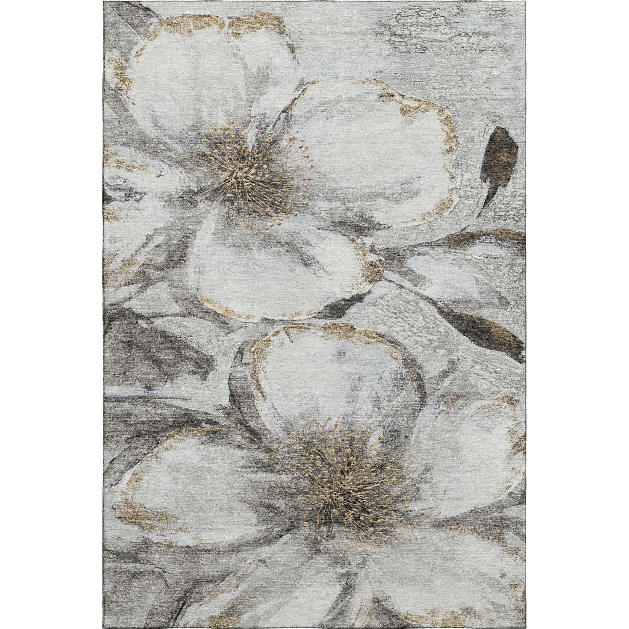 Baku Machine Washable Transitional Silver Gray Rug 2'6" x 3'10" #shape_Rectangle