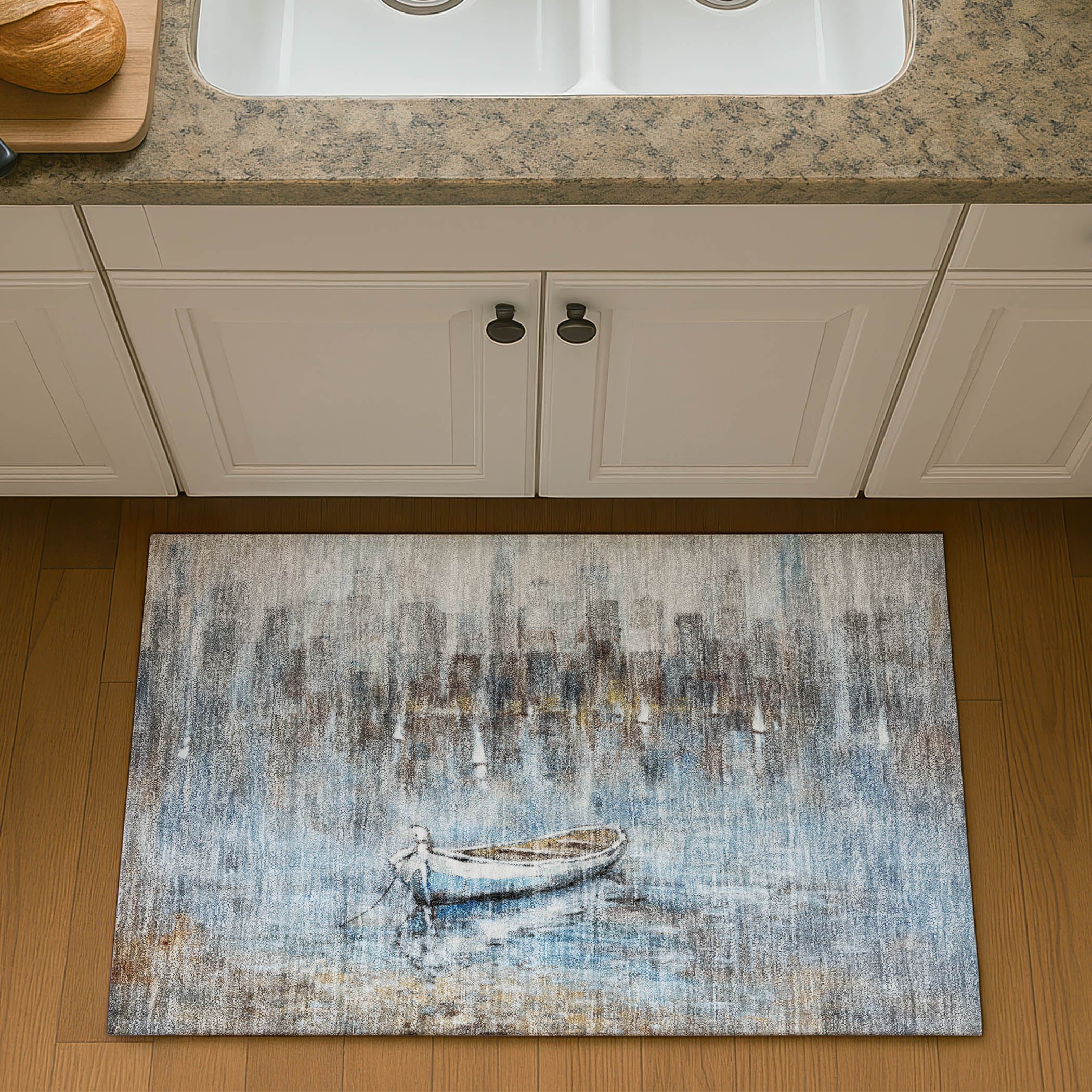 Athens Machine Washable Transitional Blue Rug 1'8" x 2'6" #shape_Rectangle