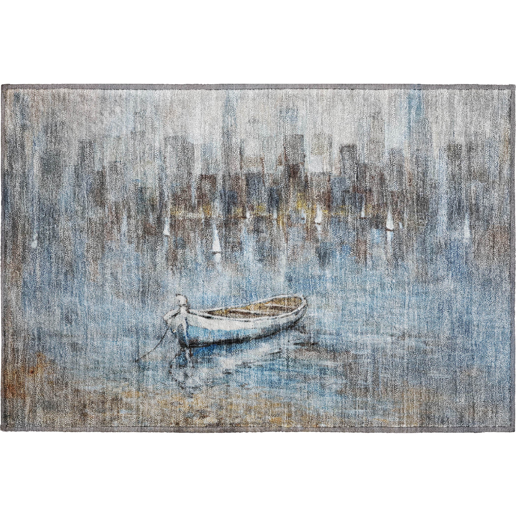 Athens Machine Washable Transitional Blue Rug 1'8" x 2'6" #shape_Rectangle
