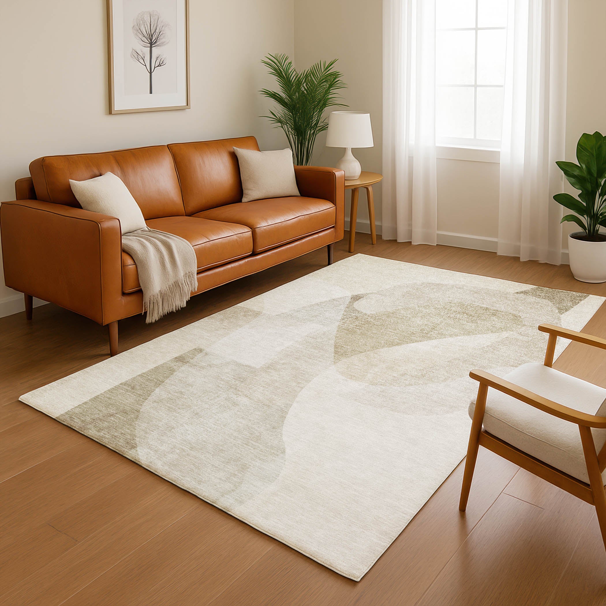 Valletta Machine Washable Transitional Beige Brown Rug 2'6" x 3'10" #shape_Rectangle