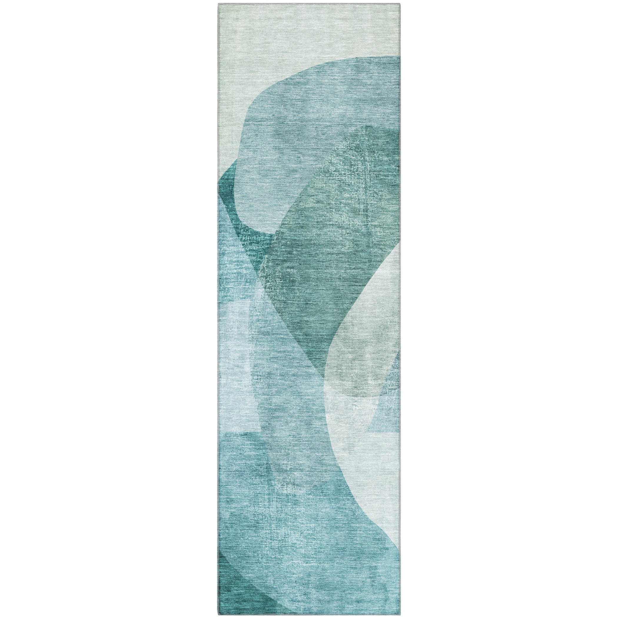 Valletta Machine Washable Transitional Teal Rug 2'3" x 7'6" #shape_Runner