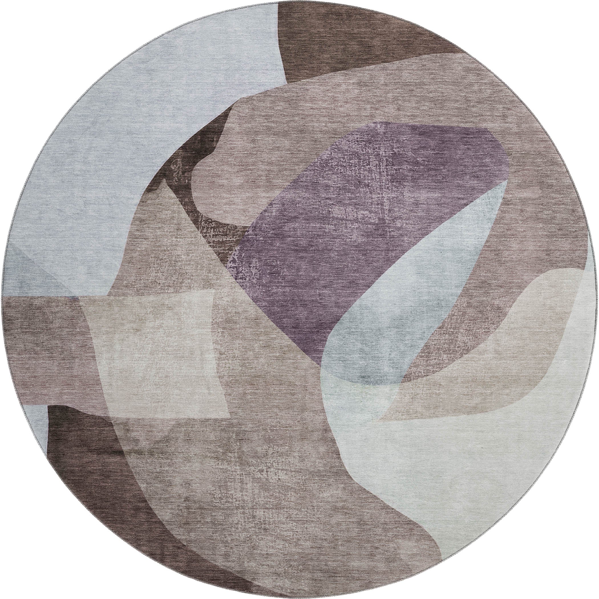 Antigua Machine Washable Transitional Brown Rug 8' x 8' #shape_Round