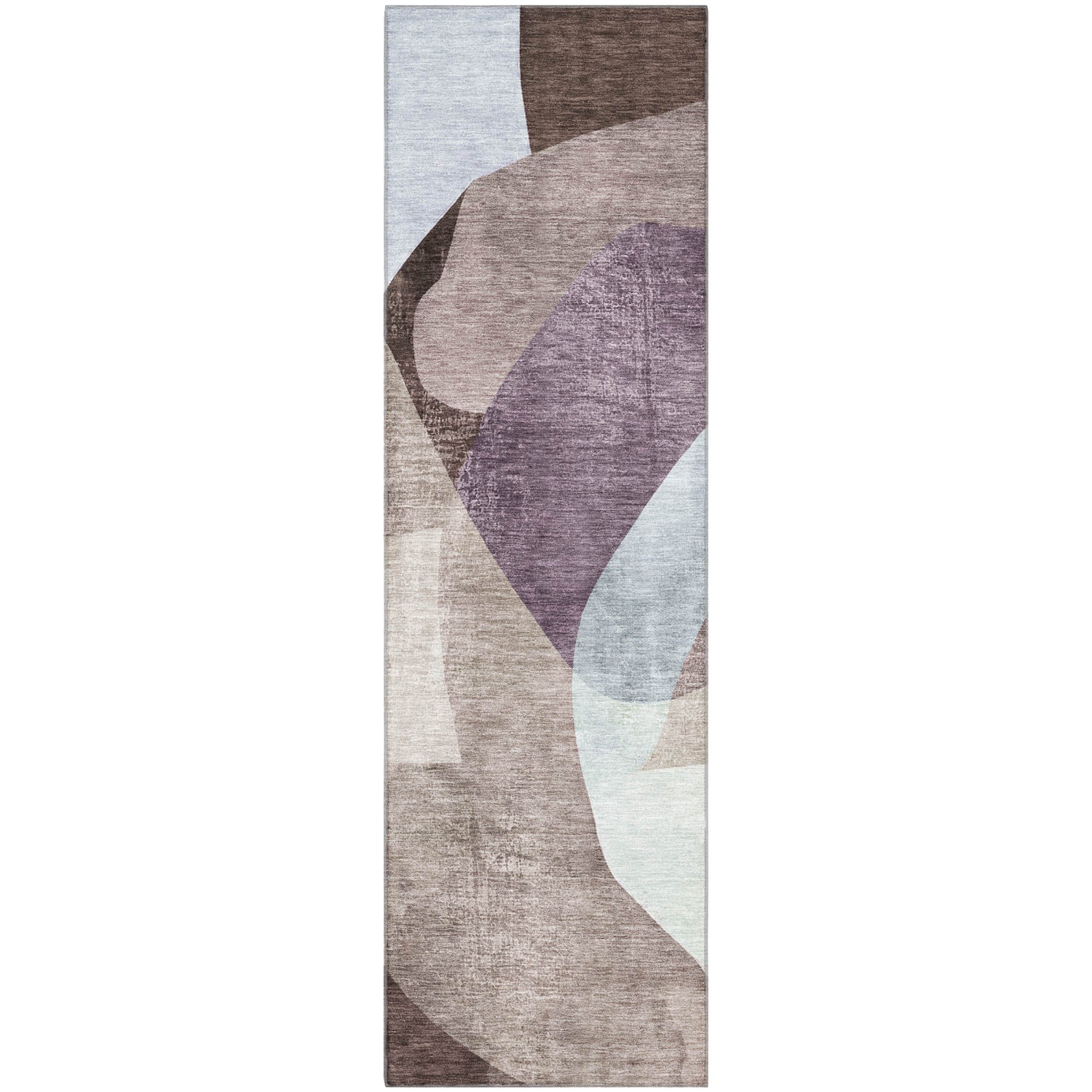 Antigua Machine Washable Transitional Brown Rug 2'3" x 7'6" #shape_Runner