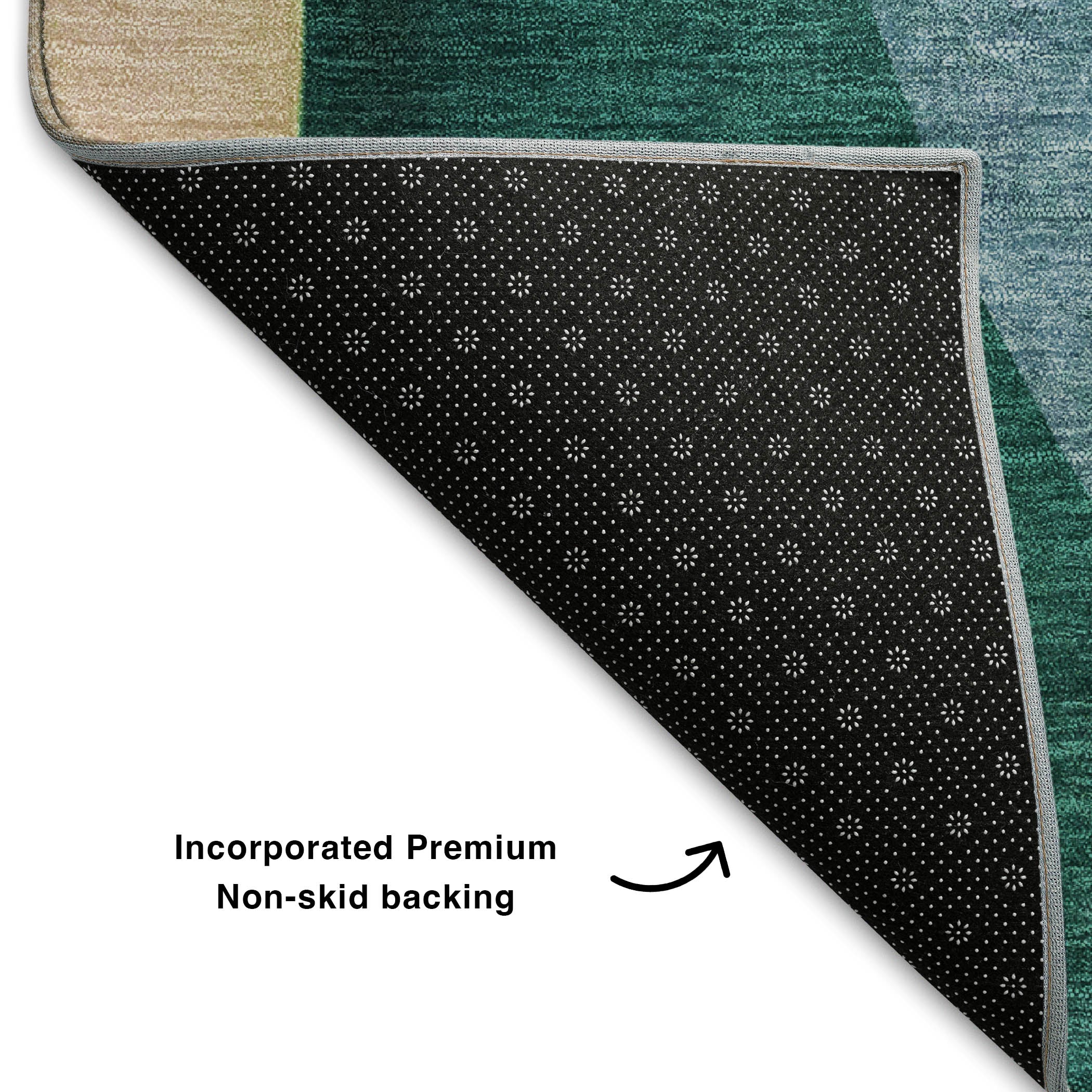 Antigua Machine Washable Transitional Green Rug 1'8" x 2'6" #shape_Rectangle