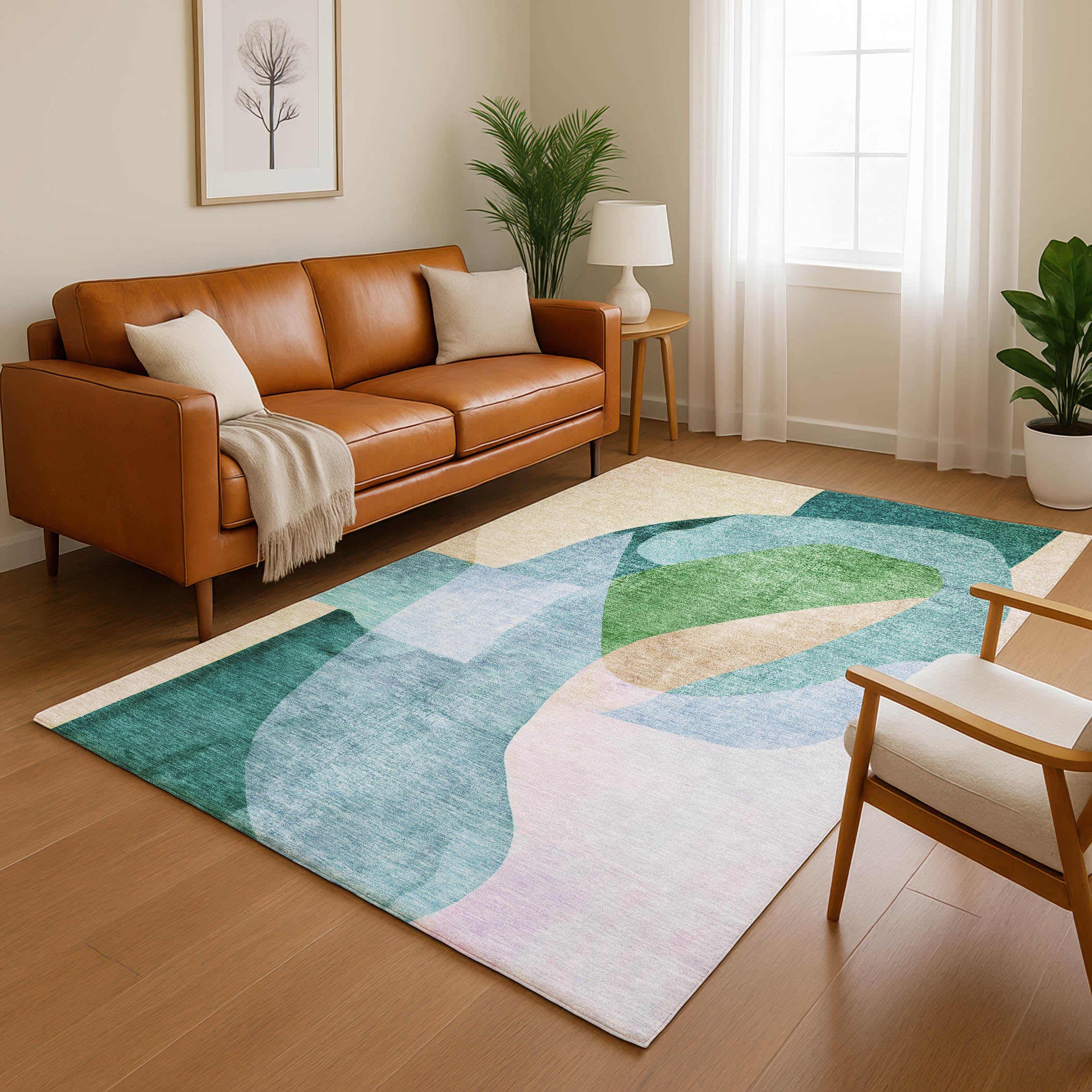 Antigua Machine Washable Transitional Green Rug 2'6" x 3'10" #shape_Rectangle