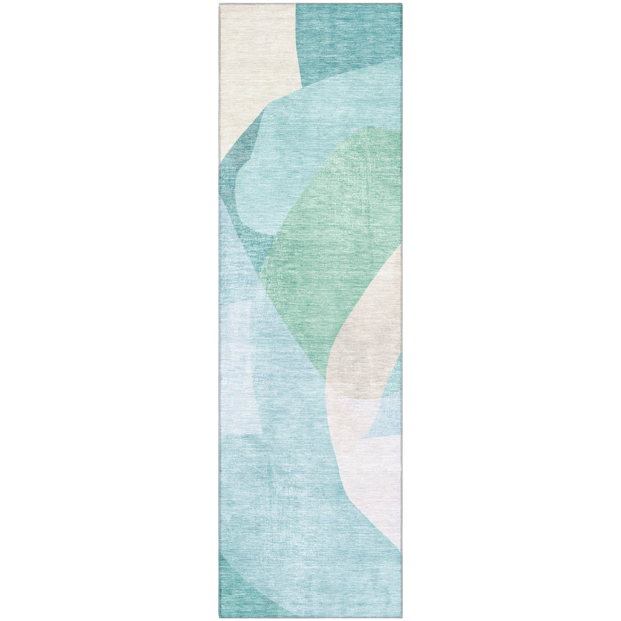 Antigua Machine Washable Transitional Seafoam Blue Rug 2'3" x 7'6" #shape_Runner