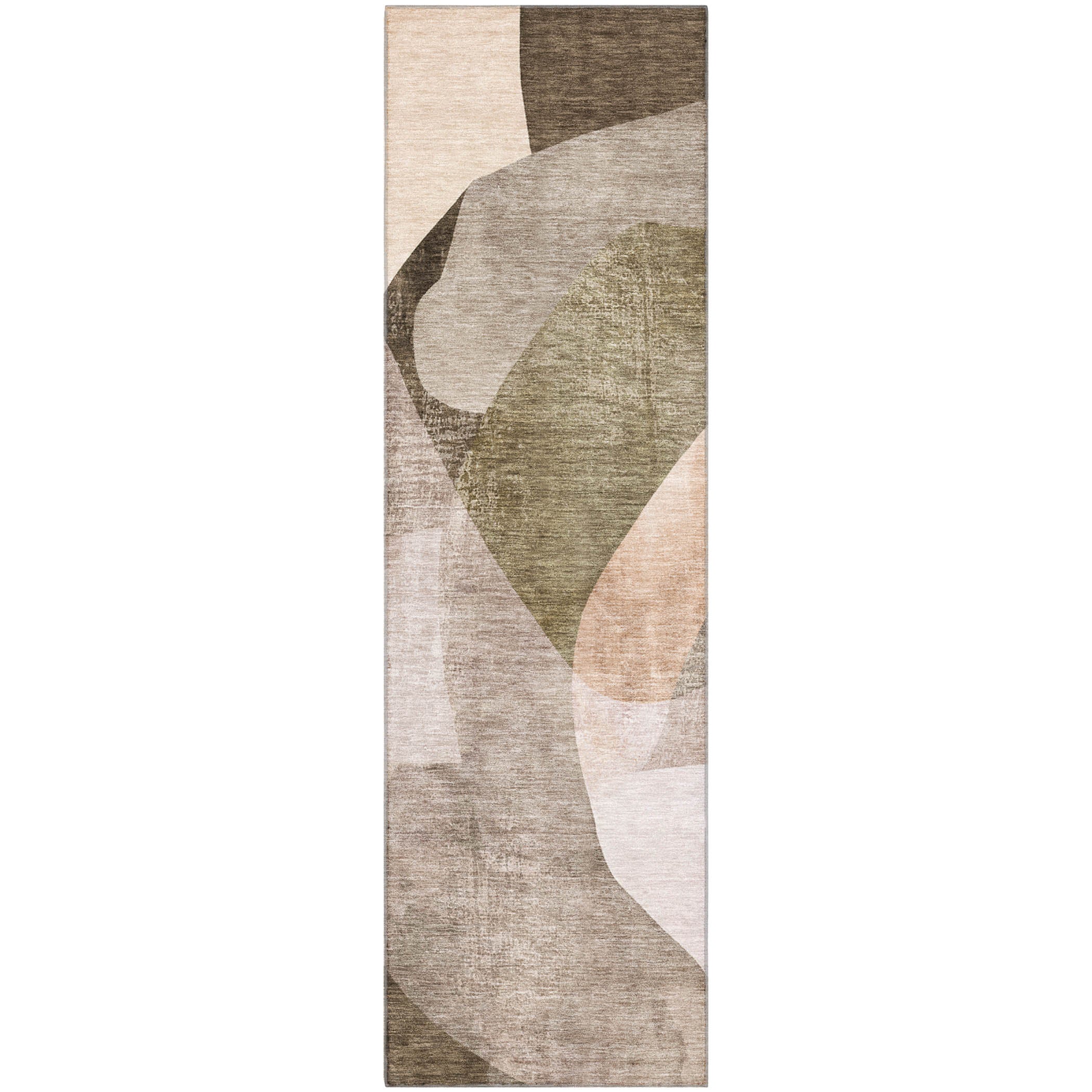 Antigua Machine Washable Transitional Taupe Brown Rug 2'3" x 7'6" #shape_Runner