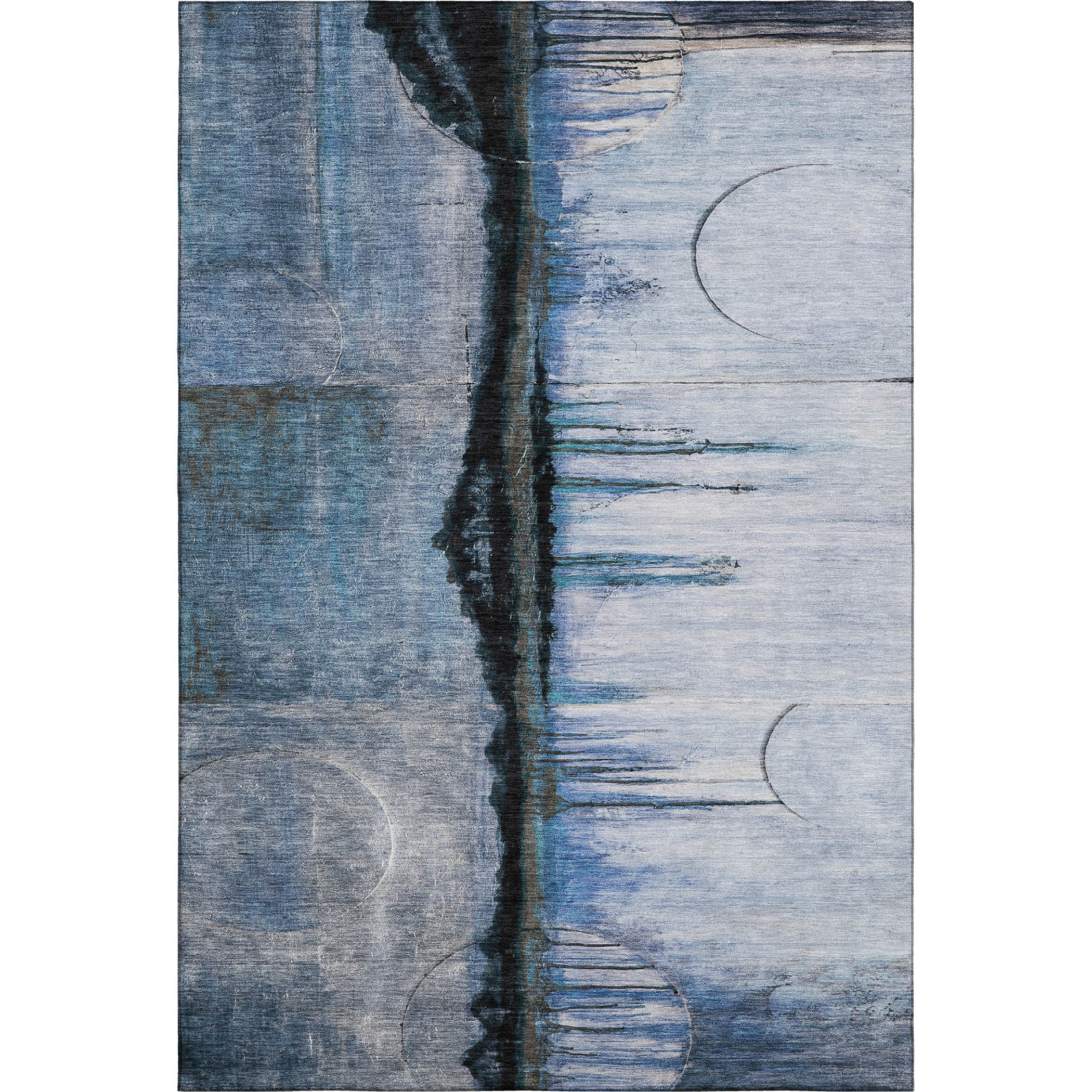 Rome Machine Washable Transitional Blue Rug 2'6" x 3'10" #shape_Rectangle