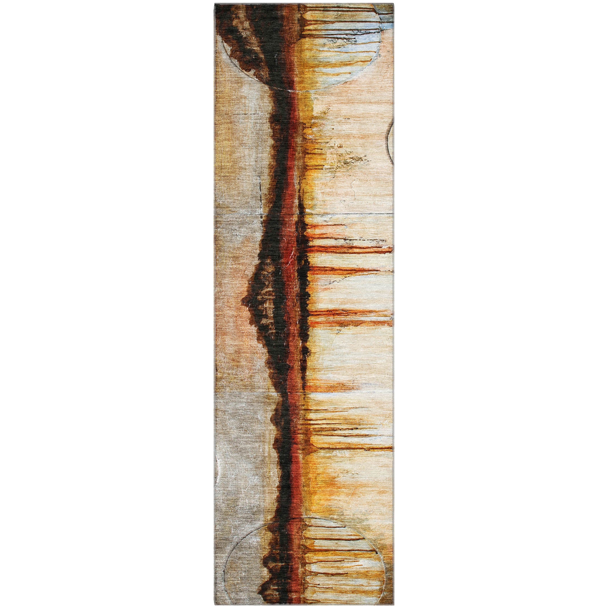 Rome Machine Washable Transitional Paprika Orange Rug 2'3" x 7'6" #shape_Runner