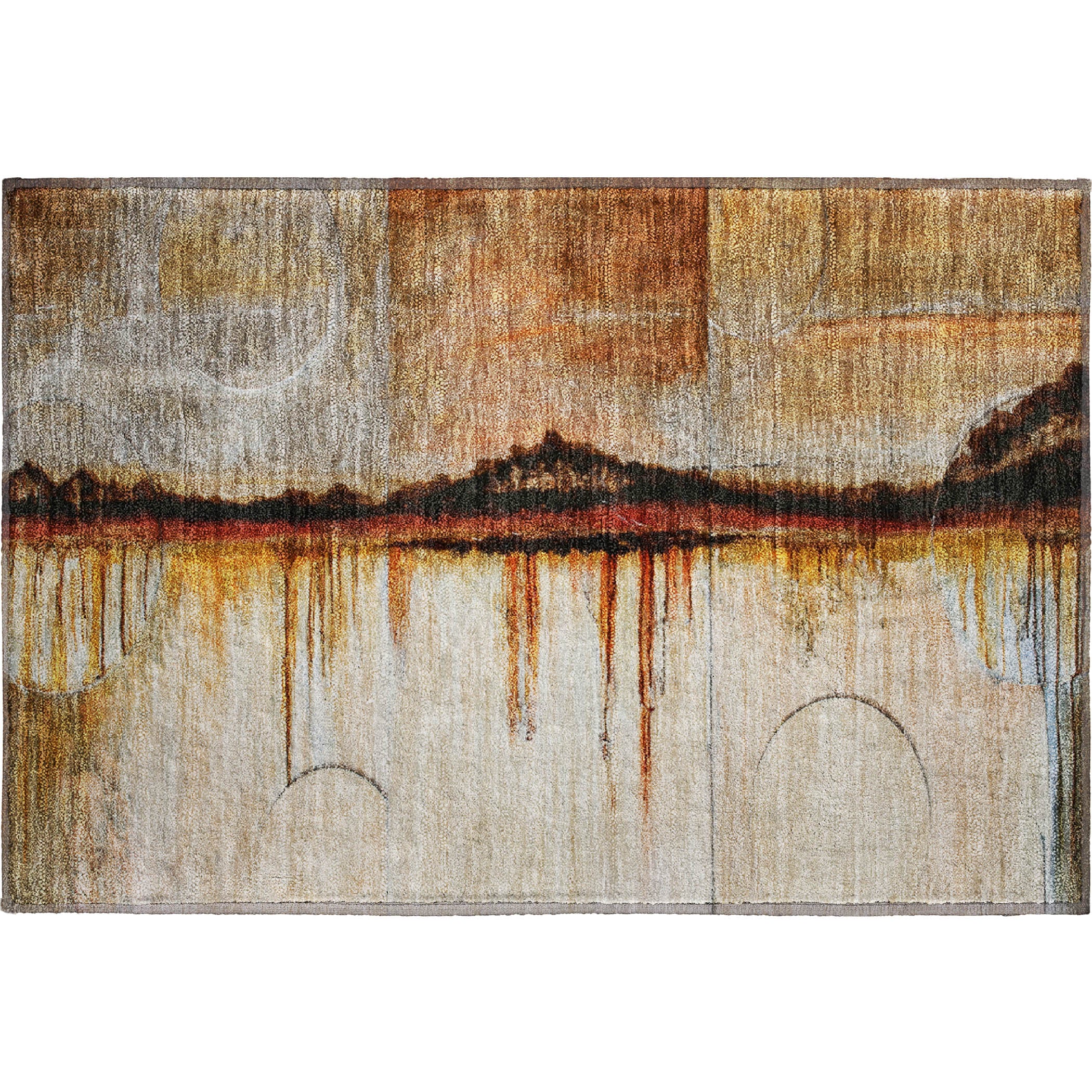 Rome Machine Washable Transitional Paprika Orange Rug 1'8" x 2'6" #shape_Rectangle