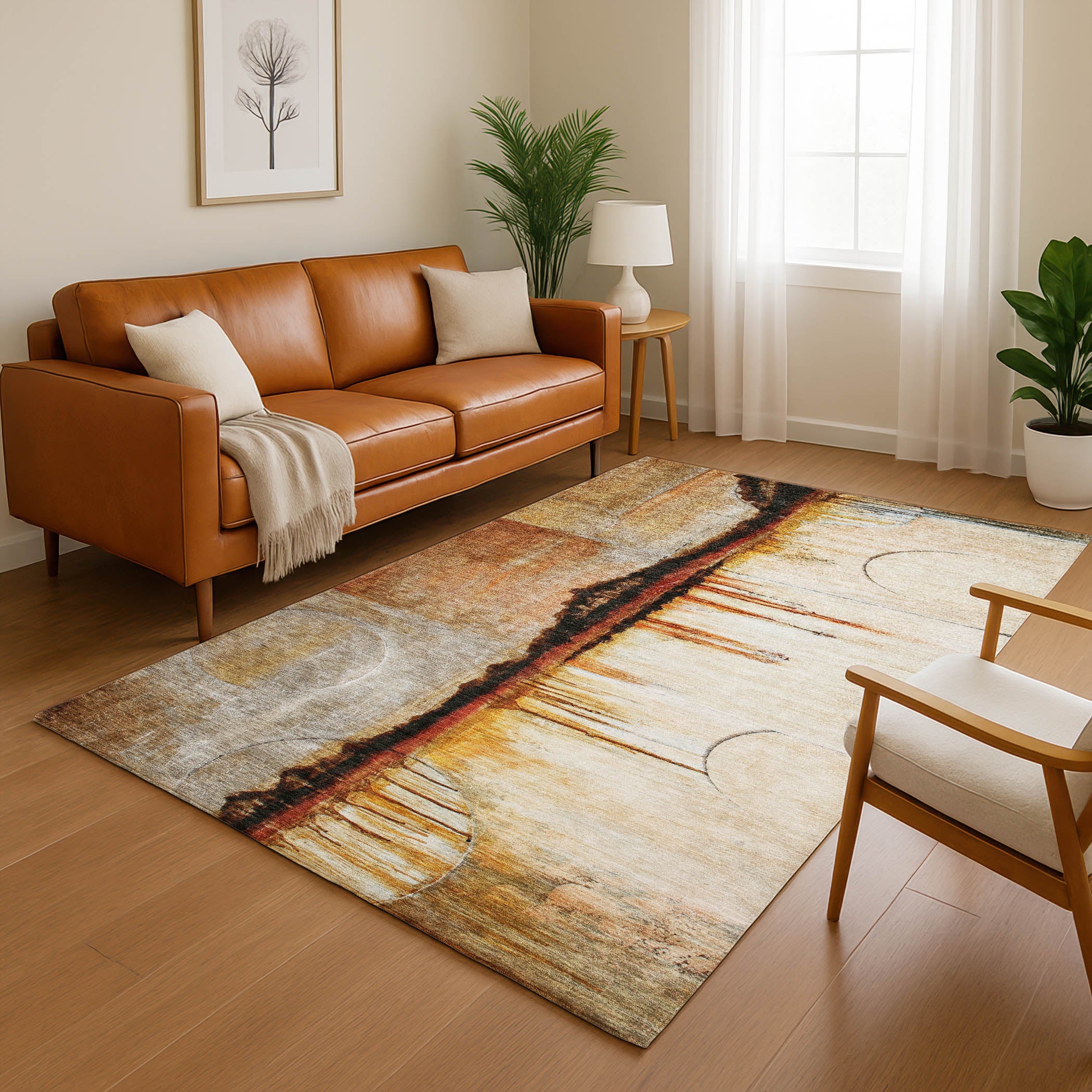 Rome Machine Washable Transitional Paprika Orange Rug 2'6" x 3'10" #shape_Rectangle