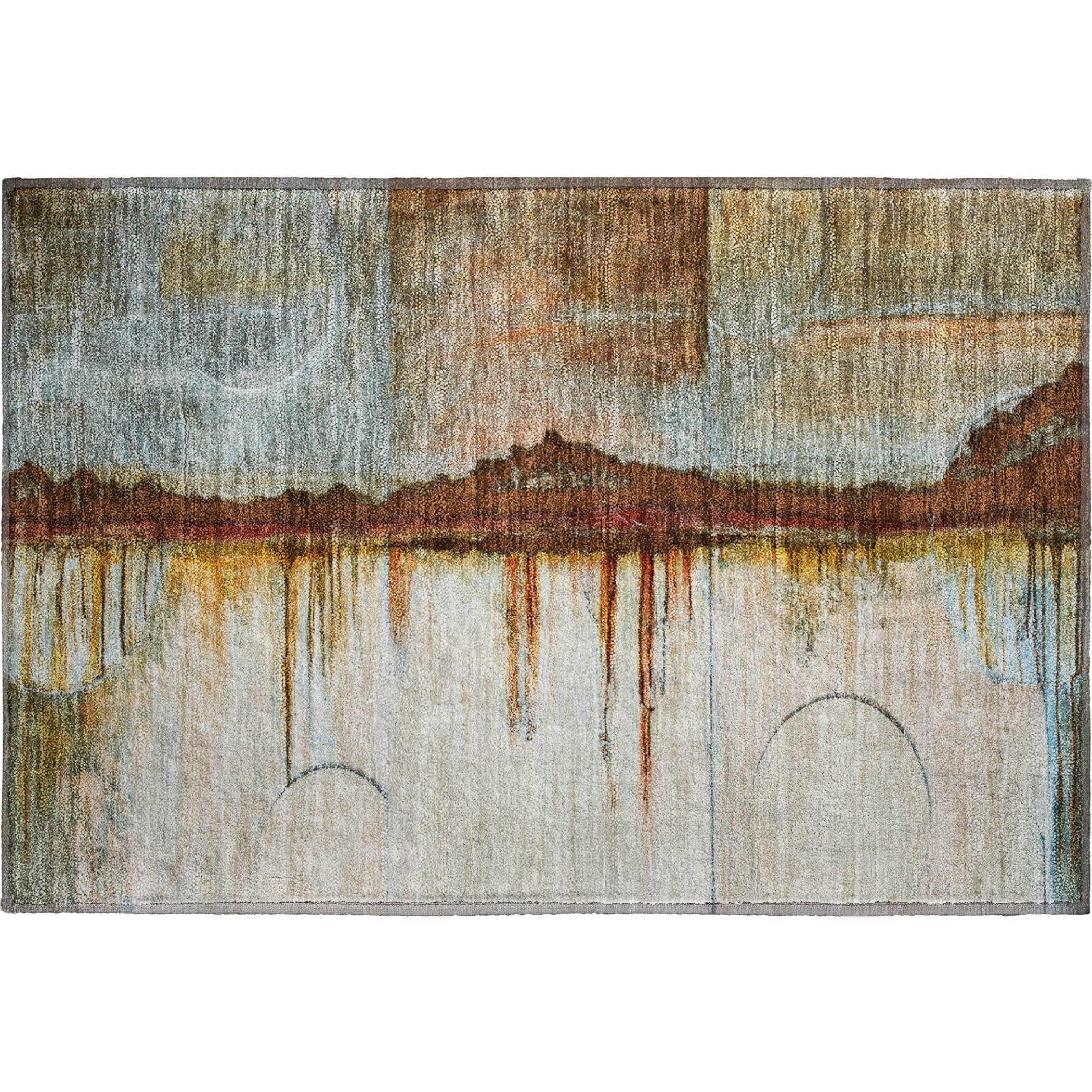 Rome Machine Washable Transitional Rust Orange Rug 1'8" x 2'6" #shape_Rectangle