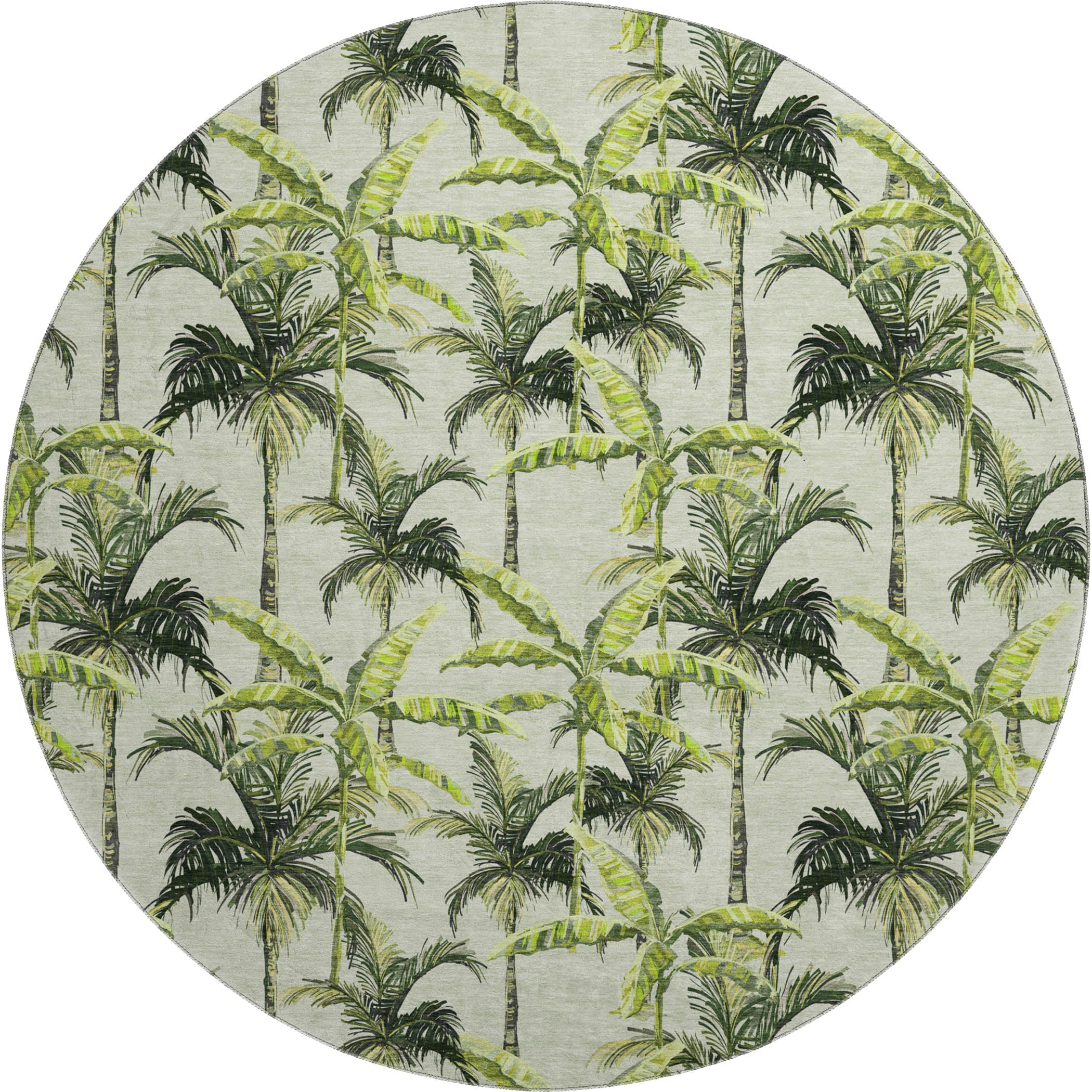 Sintra Machine Washable Tropical Green Rug 8' x 8' #shape_Round