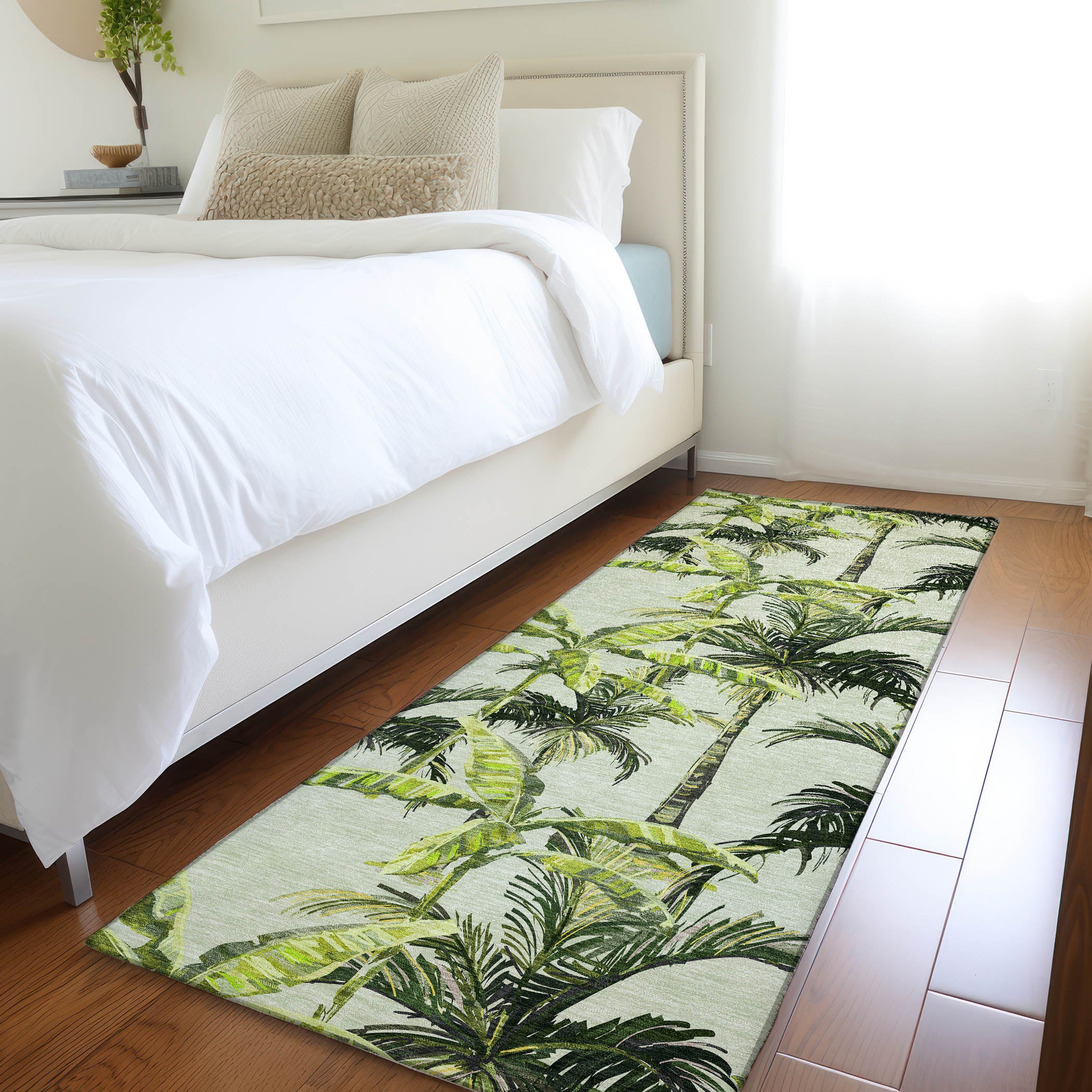 Sintra Machine Washable Tropical Green Rug 2'3" x 7'6" #shape_Runner
