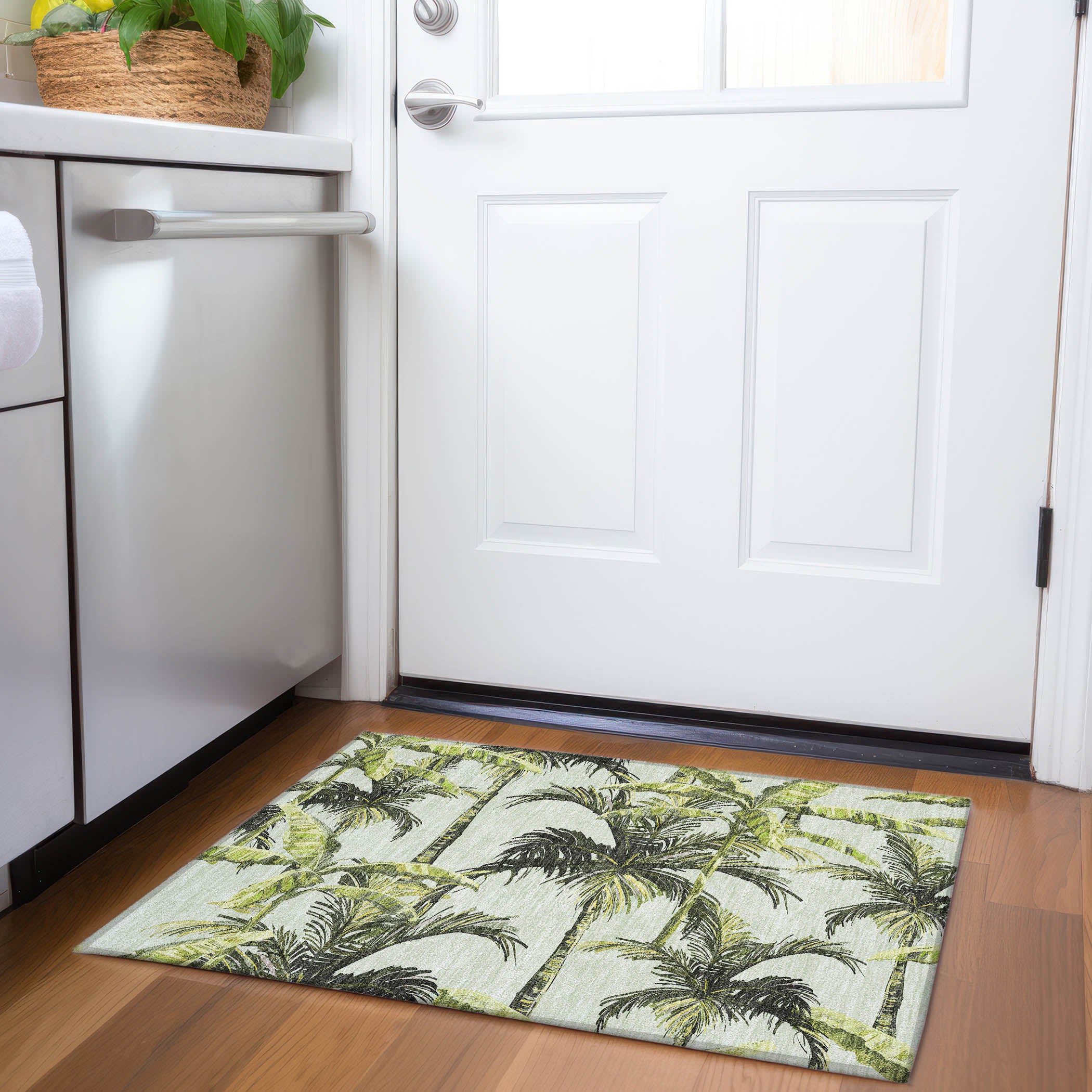 Sintra Machine Washable Tropical Green Rug 1'8" x 2'6" #shape_Rectangle