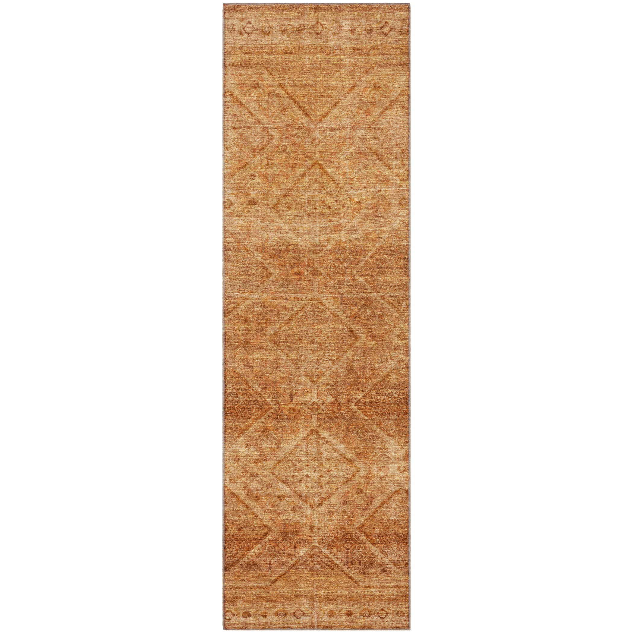 Vienna Machine Washable Transitional Copper Orange Rug 2'3" x 7'6" #shape_Runner