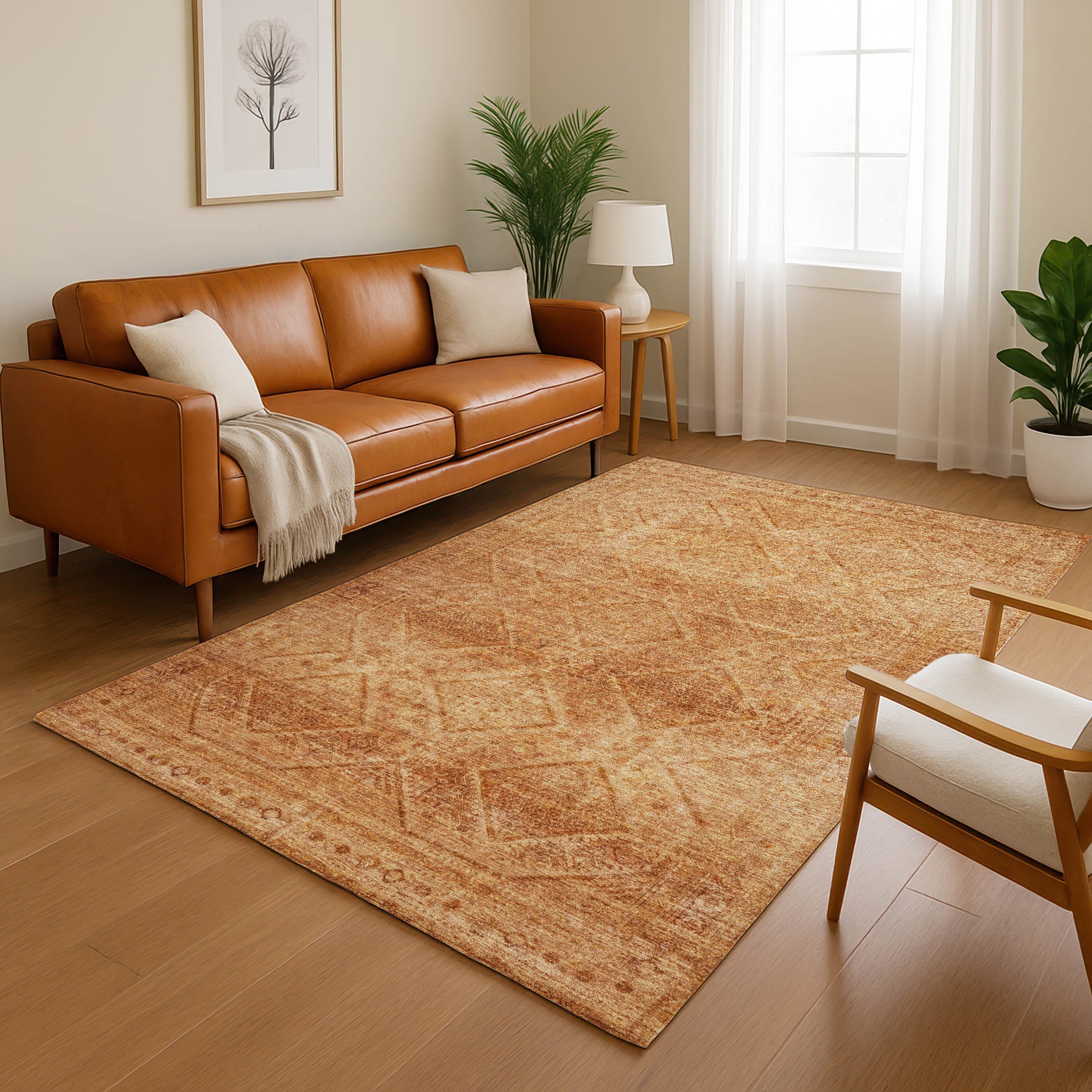 Vienna Machine Washable Transitional Copper Orange Rug 2'6" x 3'10" #shape_Rectangle