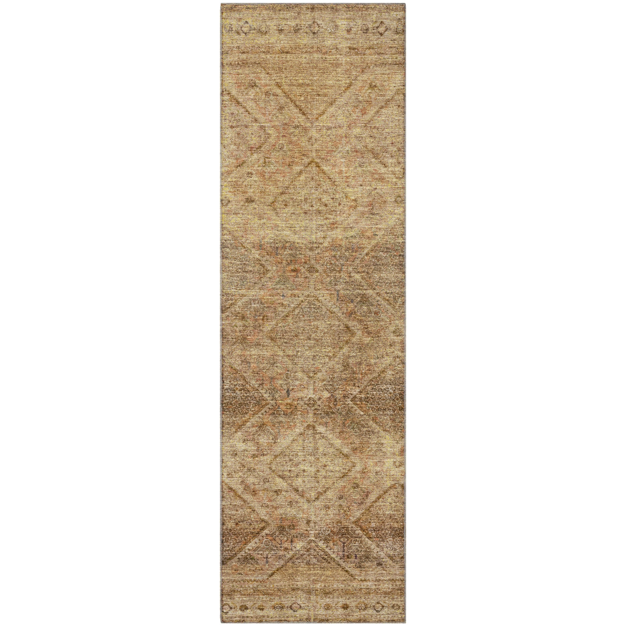 Vienna Machine Washable Transitional Khaki Brown Rug 2'3" x 7'6" #shape_Runner