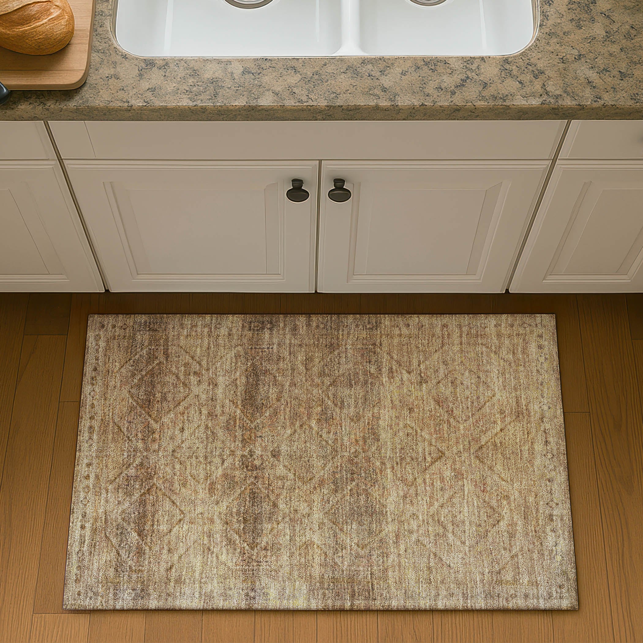 Vienna Machine Washable Transitional Khaki Brown Rug 1'8" x 2'6" #shape_Rectangle