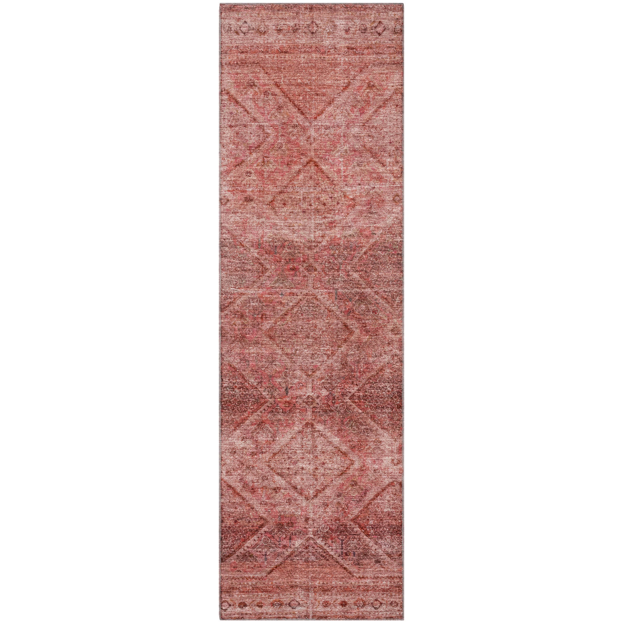 Vienna Machine Washable Transitional Pink Rug 2'3" x 7'6" #shape_Runner