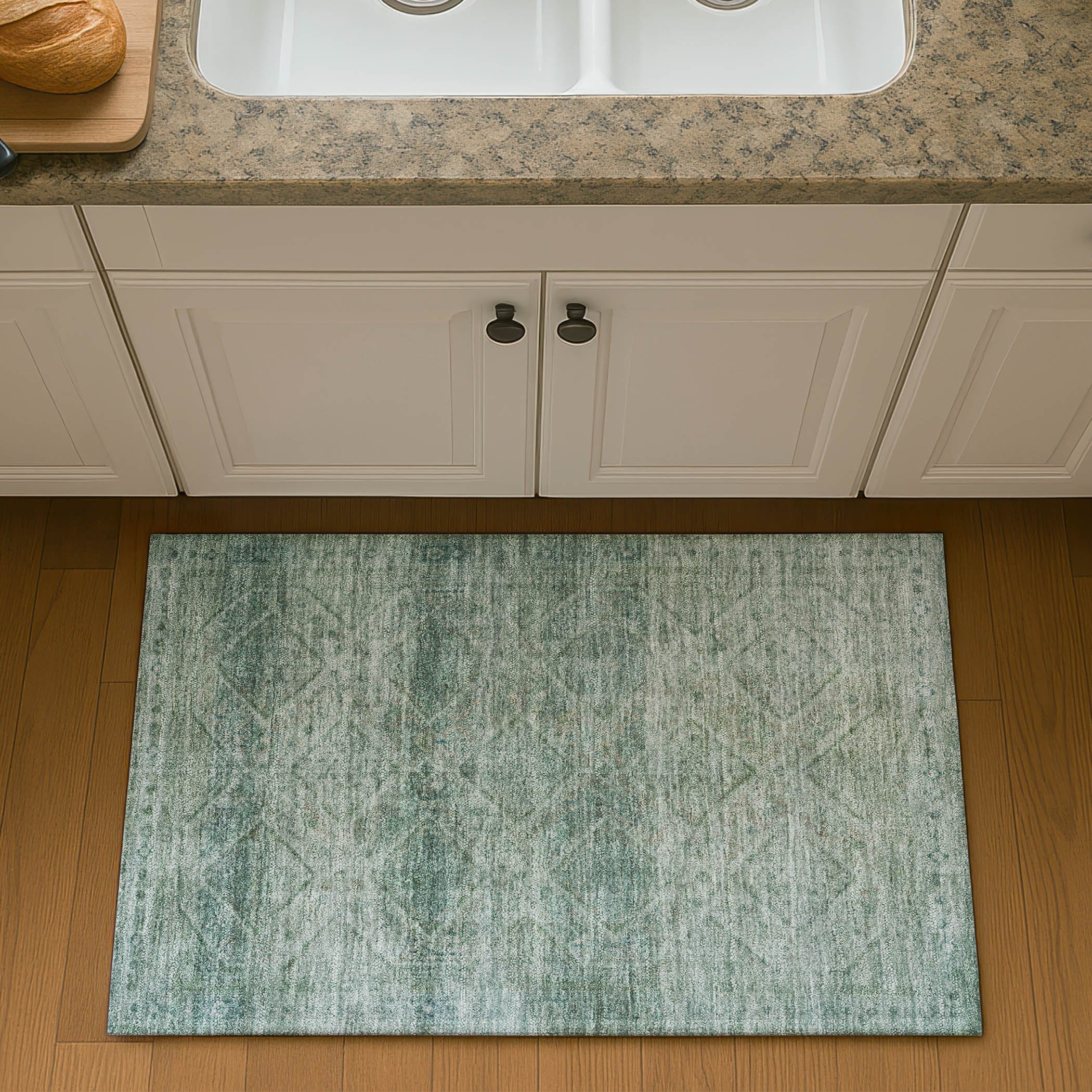 Vienna Machine Washable Transitional Teal Rug 1'8" x 2'6" #shape_Rectangle