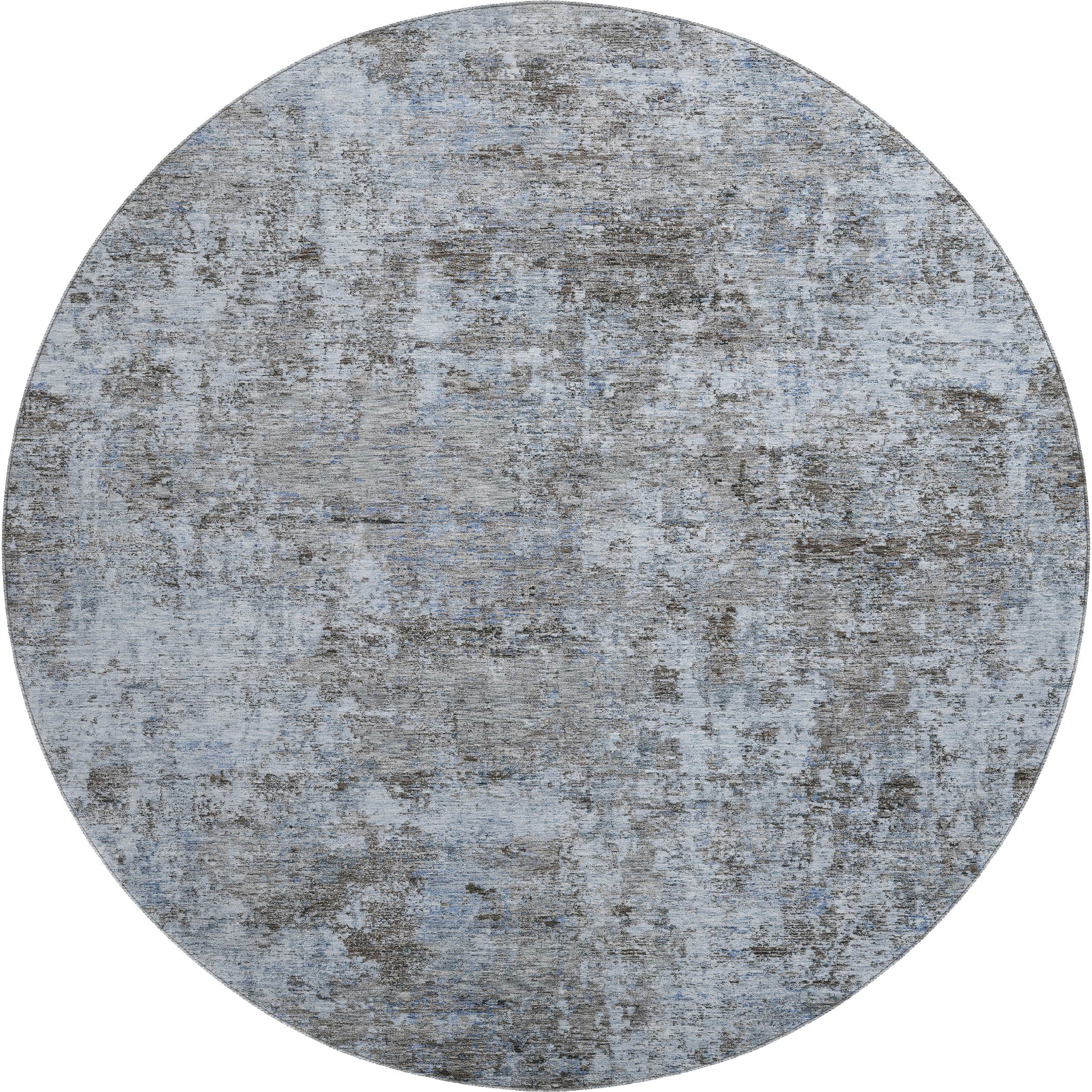 Marrakech Machine Washable Transitional Blue Rug 8' x 8' #shape_Round