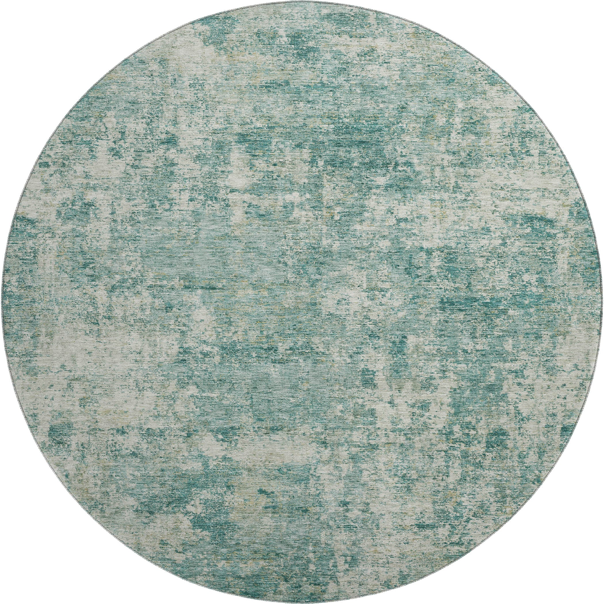 Marrakech Machine Washable Transitional Teal Rug 8' x 8' #shape_Round
