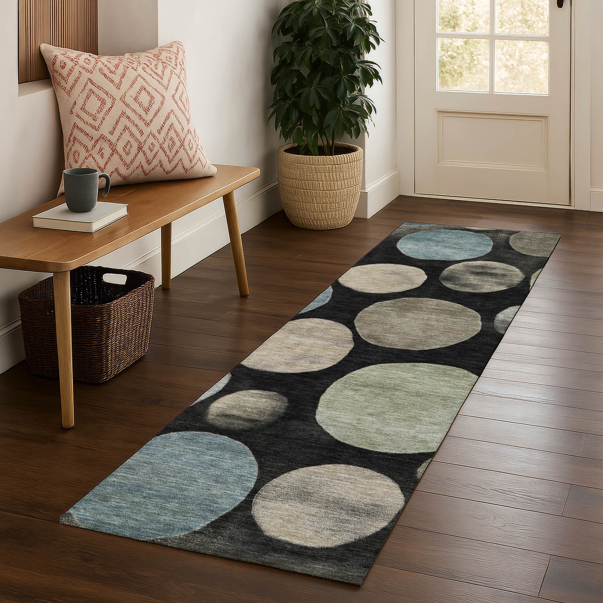 Vienna Machine Washable Transitional Black Rug 2'3" x 7'6" #shape_Runner