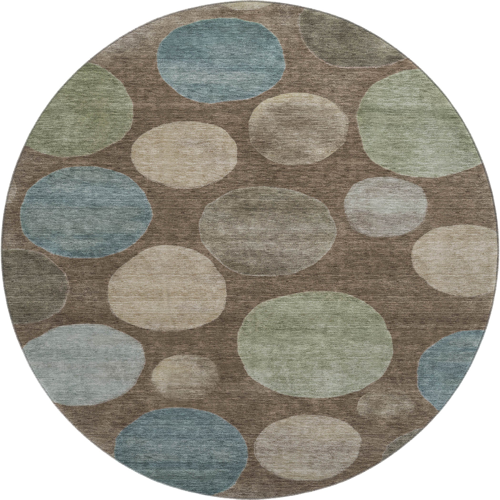 Vienna Machine Washable Transitional Chocolate Brown Rug 8' x 8' #shape_Round