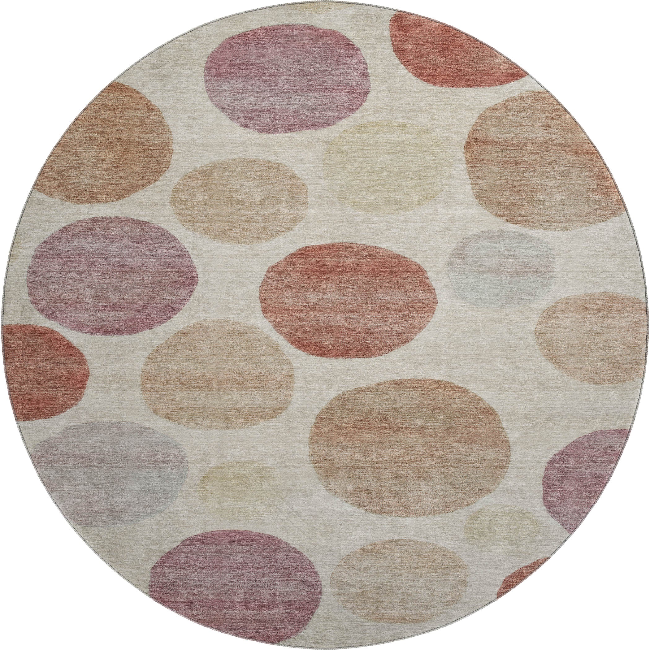 Vienna Machine Washable Transitional Salmon Orange Rug 8' x 8' #shape_Round