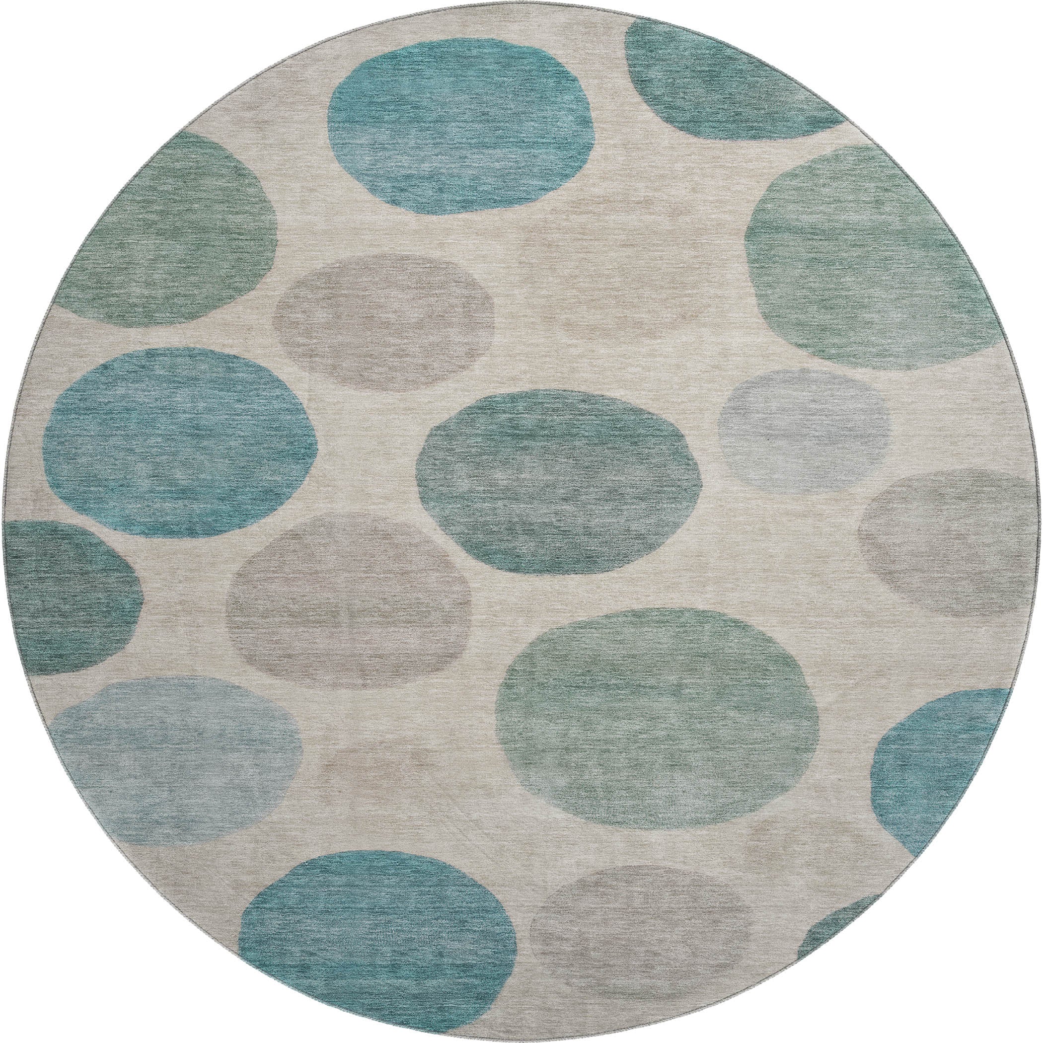 Vienna Machine Washable Transitional Teal Rug 8' x 8' #shape_Round