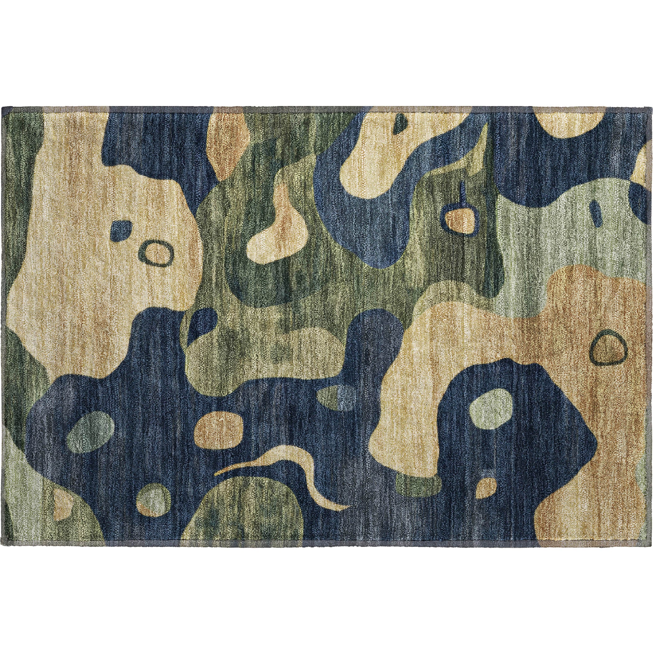 Queenstown Machine Washable Transitional Navy Blue Rug 1'8" x 2'6" #shape_Rectangle