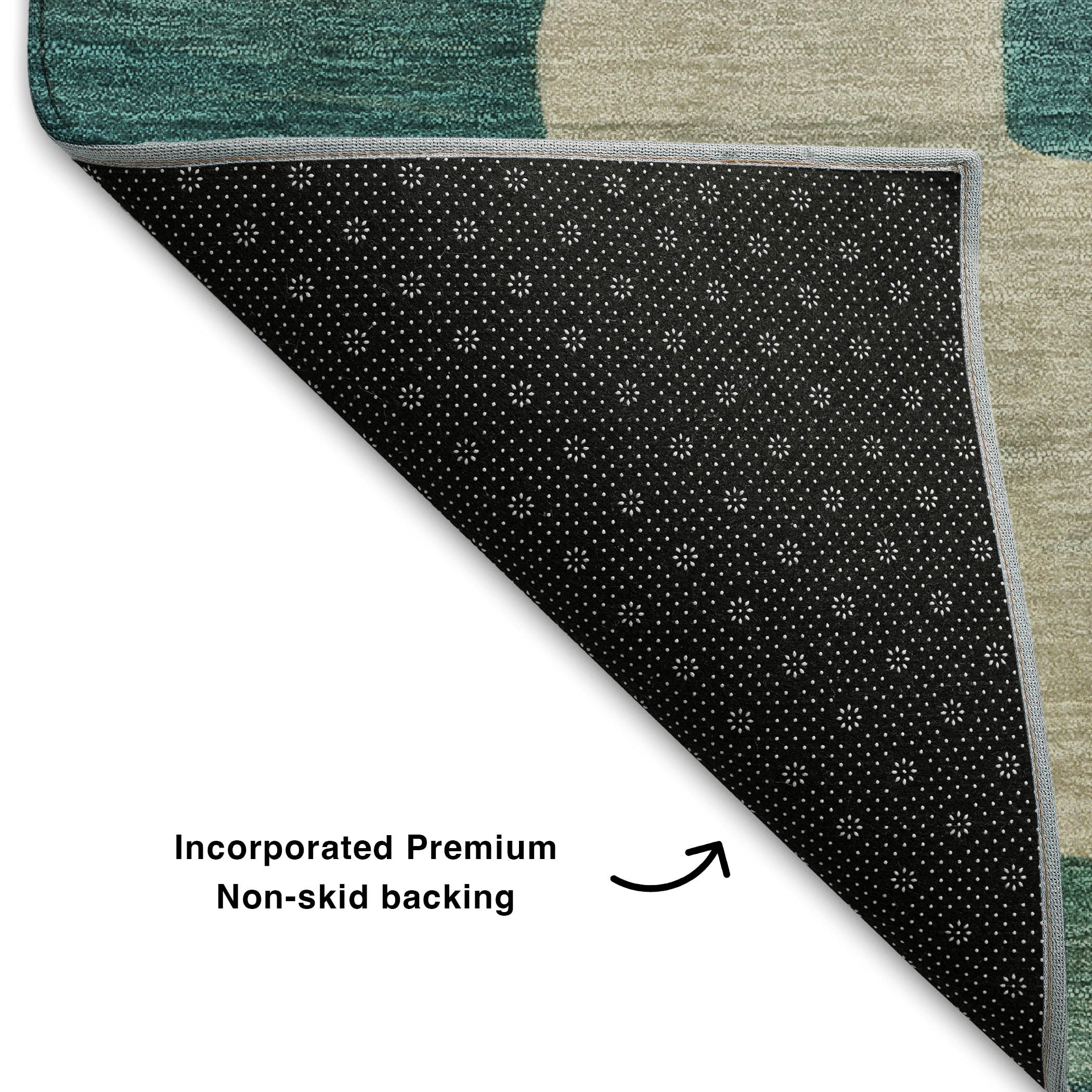 Queenstown Machine Washable Transitional Teal Rug 1'8" x 2'6" #shape_Rectangle